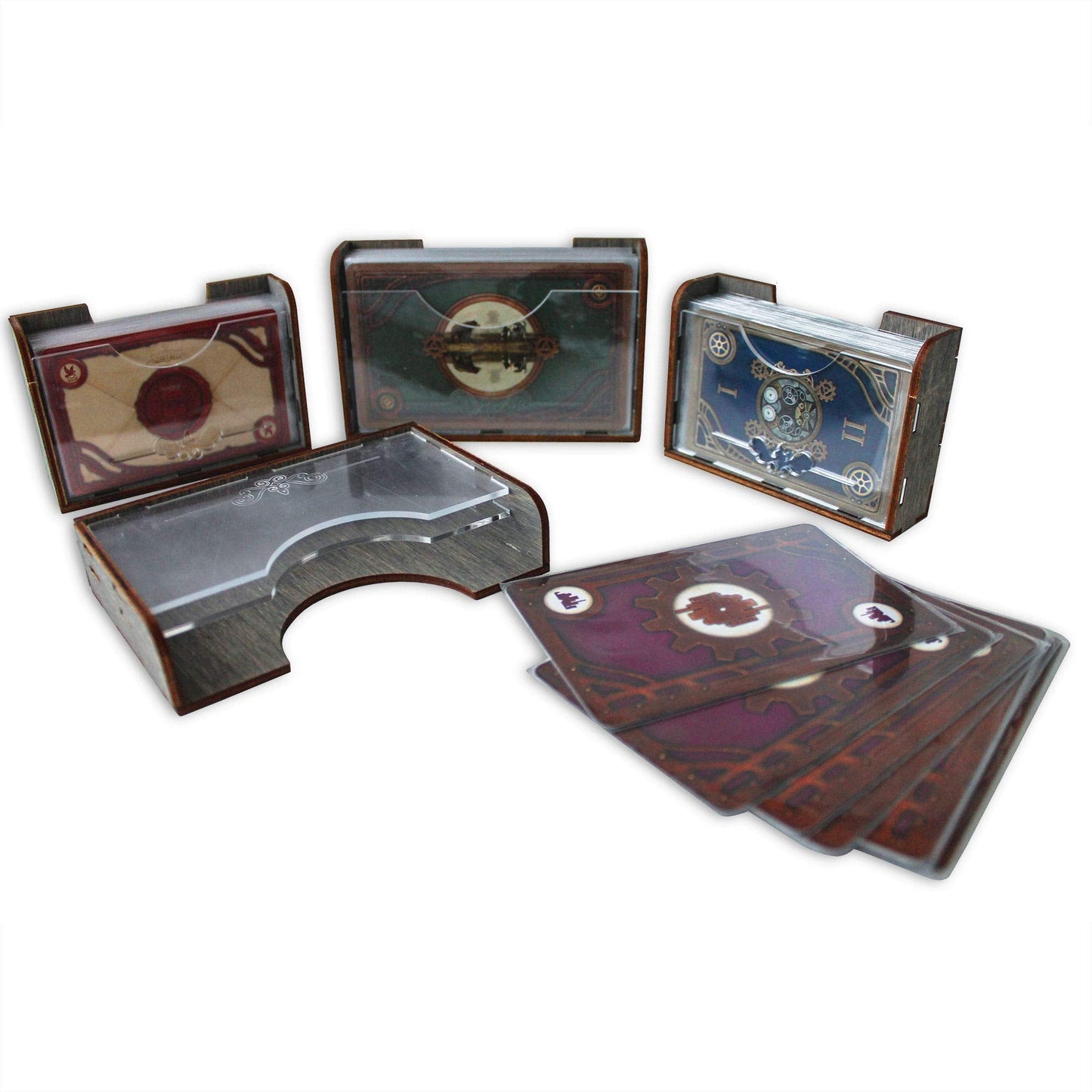 Smonex Wooden Organizer Compatible with Scythe Board Game - Box Suitable for Storage Scythe Base Game, Invaders from Afar Expansion and Promo Packs - Kit Token Box Card Insert