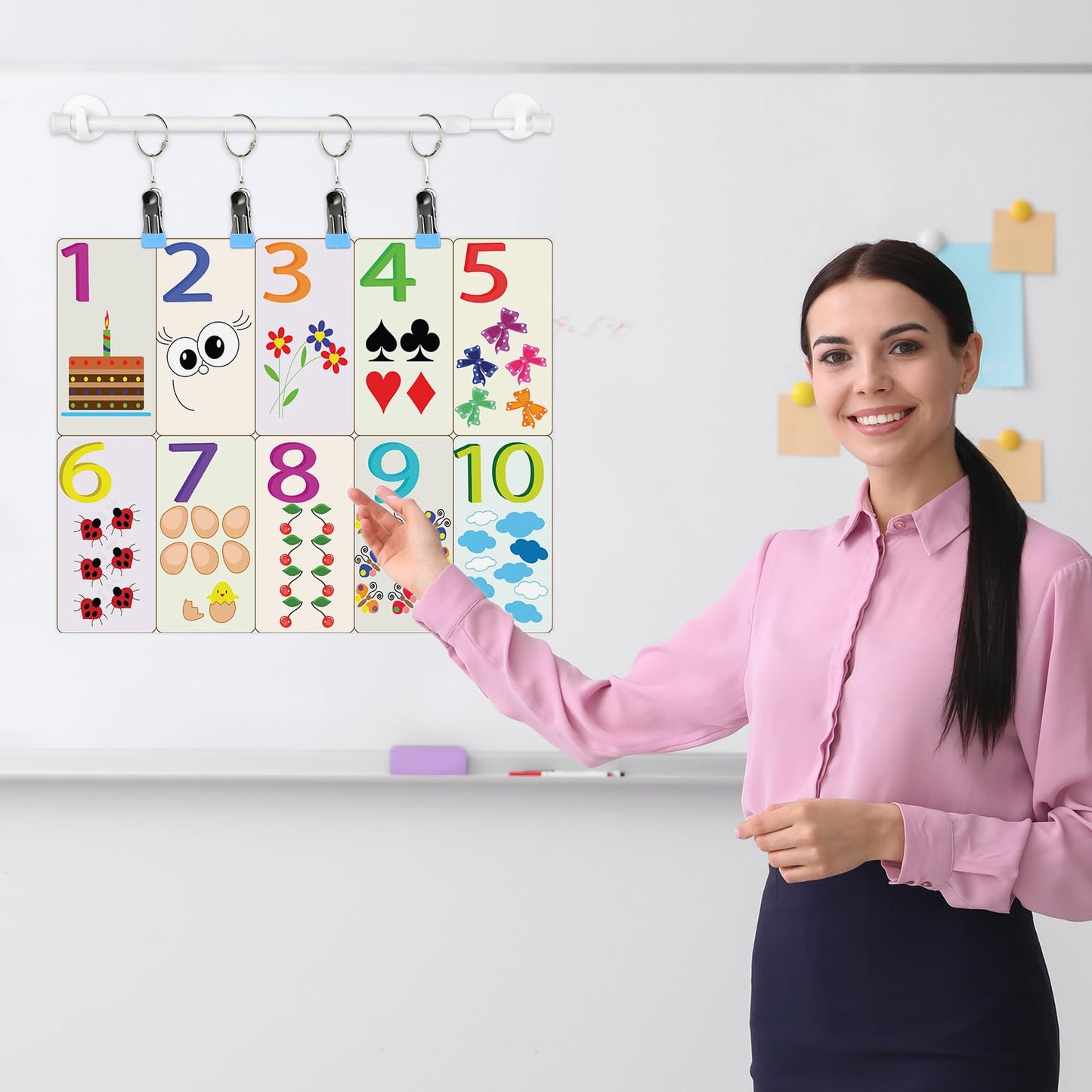 Briwooody 2 Set 16-27 Inches Adjustable Magnetic Calendar Holder Set for Wall Anchor Chart Dates Cards Holder Calendar Bulletin Board for Classroom Whiteboard Home Decoration Supplies