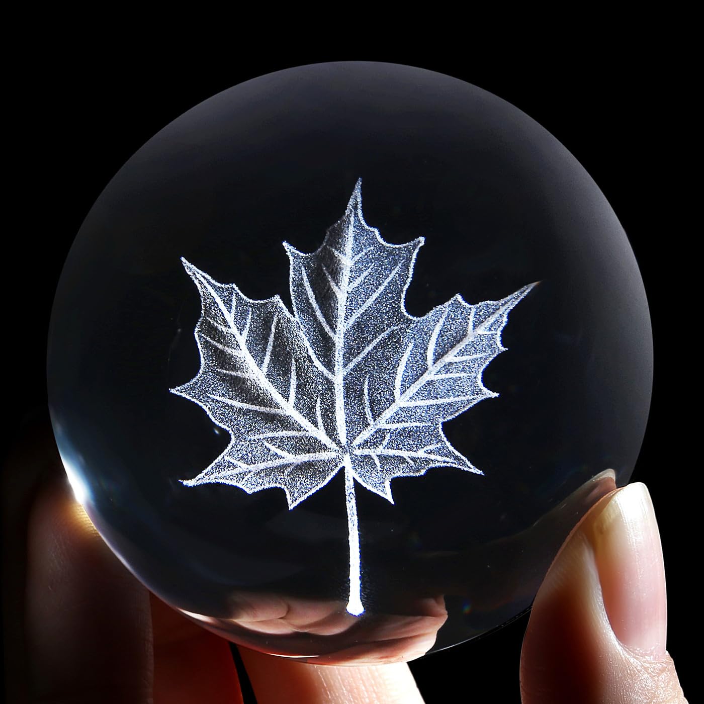 MAIBAOTA Fall Decorations for Home Fall Leaves Autumn Room Kitchen Home Decor 2.4 Inches Crystal Ball Glass Figurines Sphere