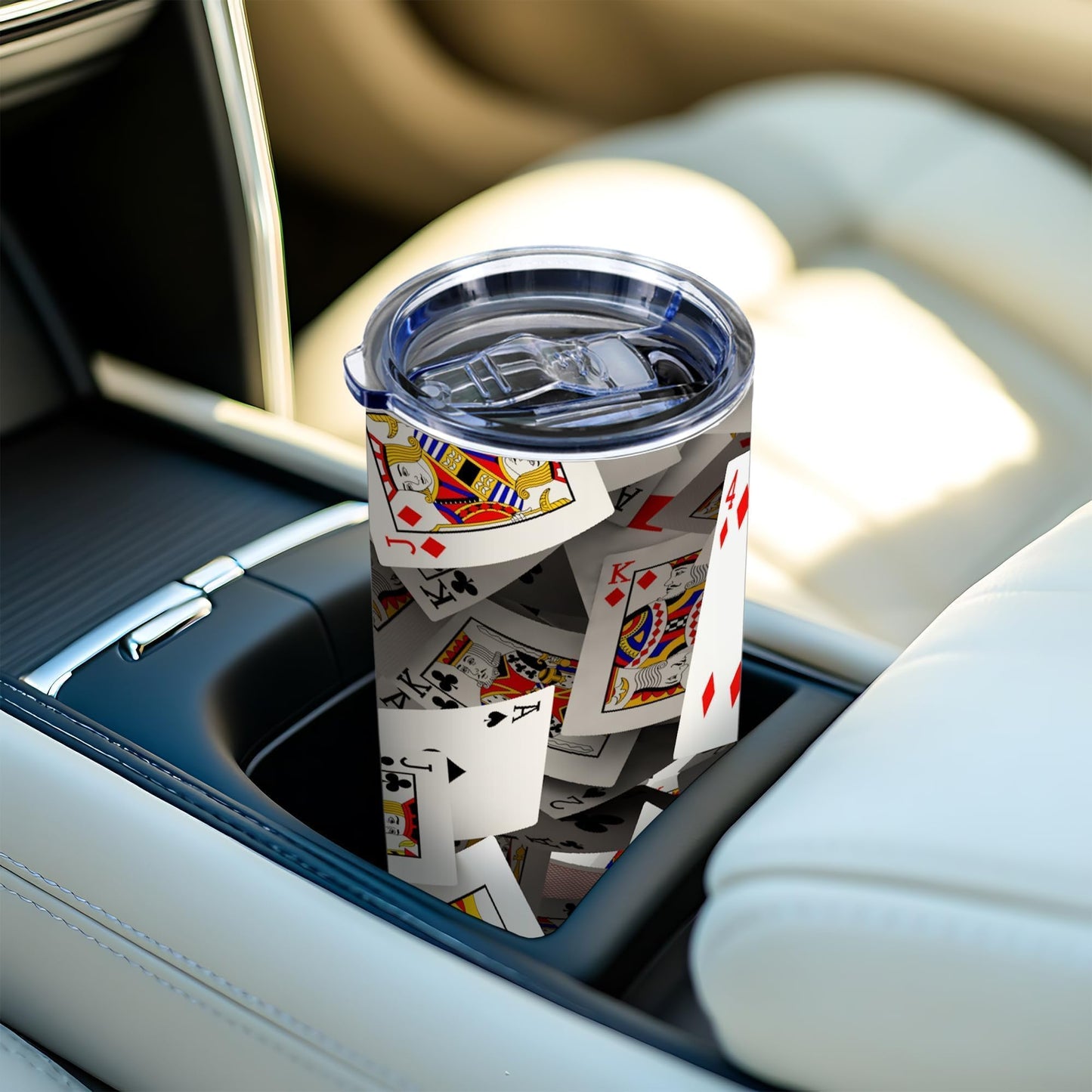 ATHAND 3D Playing Card Cups,Poker Gifts for Women,20 Oz Insulated Stainless Steel Iced Coffee Tumbler with Lid,Halloween Gifts for Men Women,Funny Tumbler for Party,1 Pcs