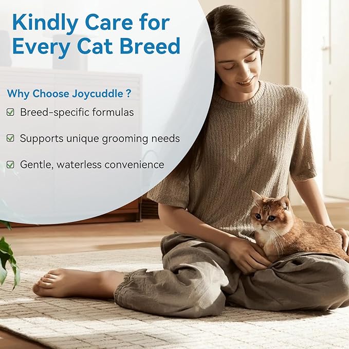 Waterless Cat Shampoo with Brush - No Rinse Safe Licking Foam, Reduce Shedding & Dander, Hypoallergenic for Kittens/Senior Cats, Quick Dry Grooming & Odor Control, Dry Shampoo pH Balanced (7 oz)