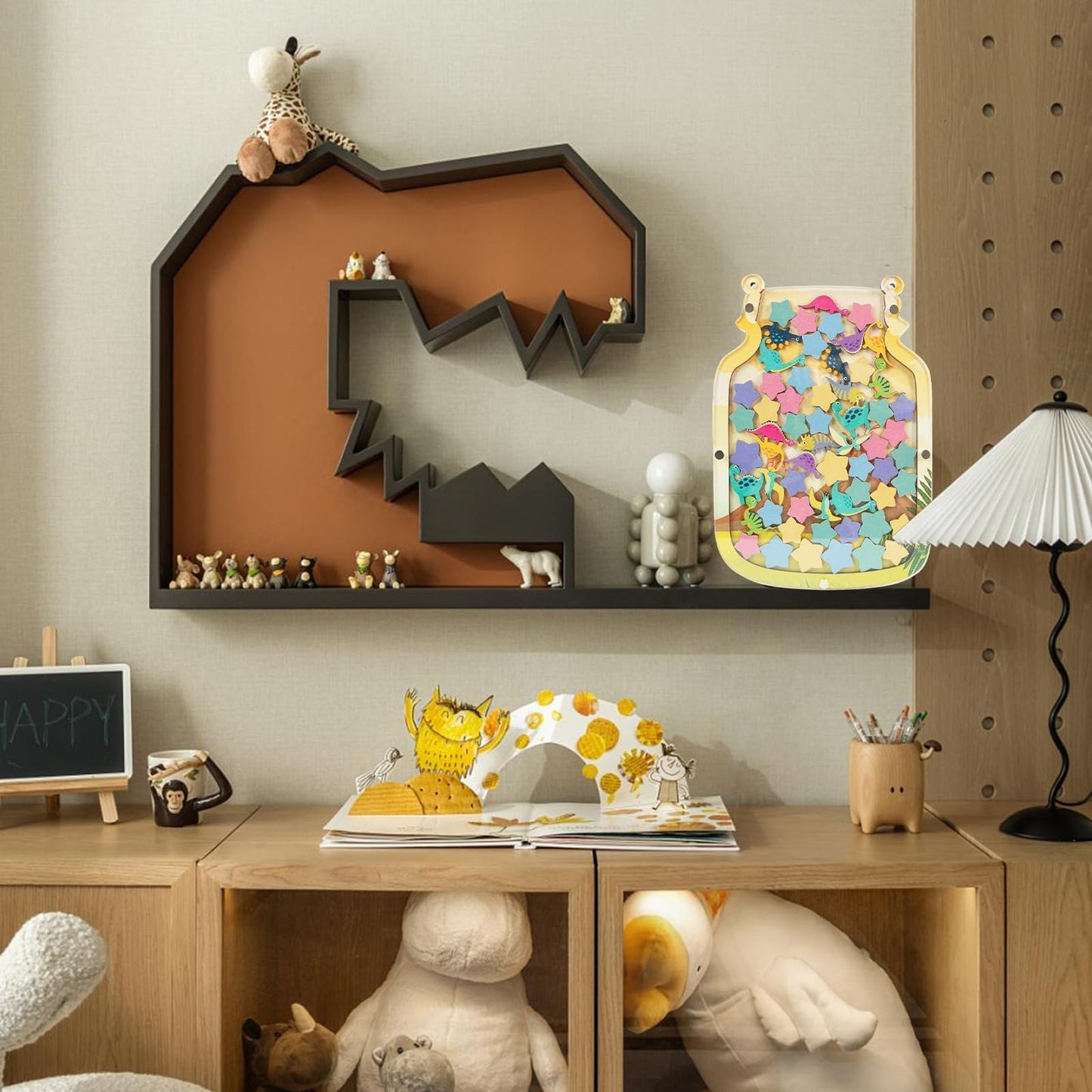 102 Dinosaur Reward Jar for Toddlers Reward Chart for Kids Back to Shcool Dinosaur Behavior System Chart Jar for Chiildren 8.8" X 12" Incentive Behavior Jars for Boys Girls School Classroom Students