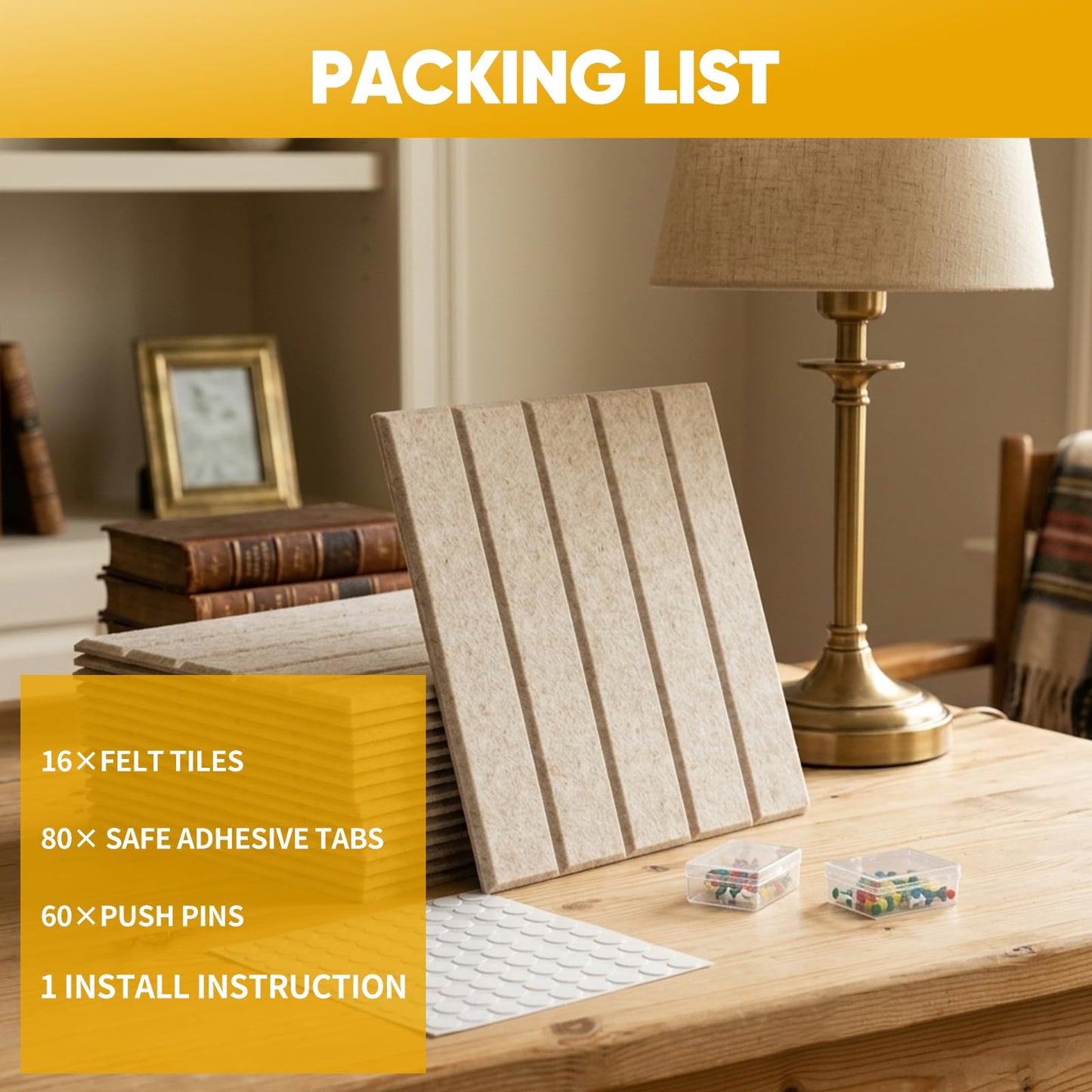 Corodo Large Cork Board Alternative - 48" x 48" Felt Bulletin Board with Pushpins & Adhesive Tabs, 16 Pack Tac Boards Tiles for Office Classroom Wall Decor, Wall Protector for Dart Board - Oatmeal