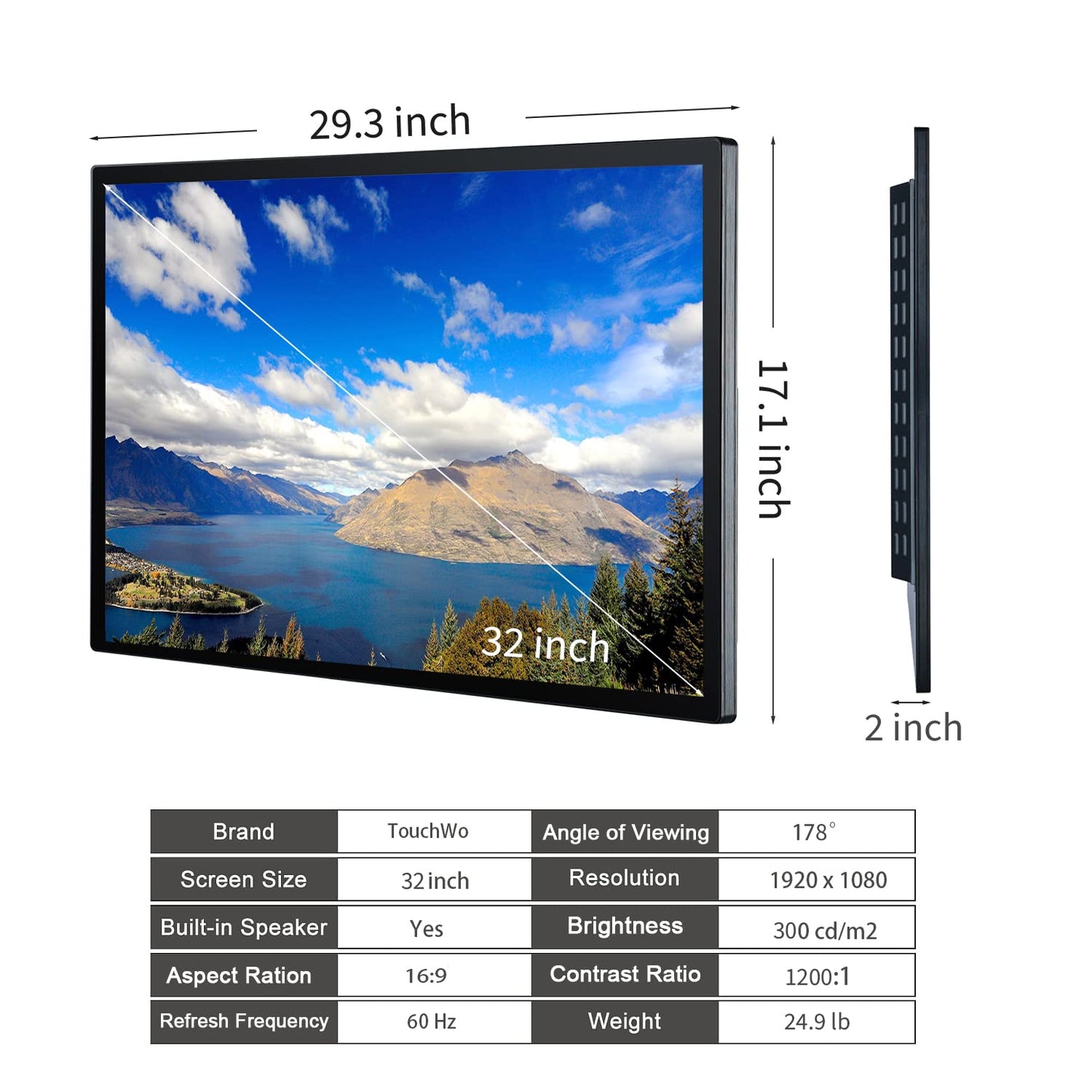 TouchWo 32 inch Interactive Touchscreen Whiteboard, Smart Board with 16:9 Display 1080P, Android 11 Touchscreen Electronic Whiteboard for Office and Classroom, RAM 4G & ROM 32G