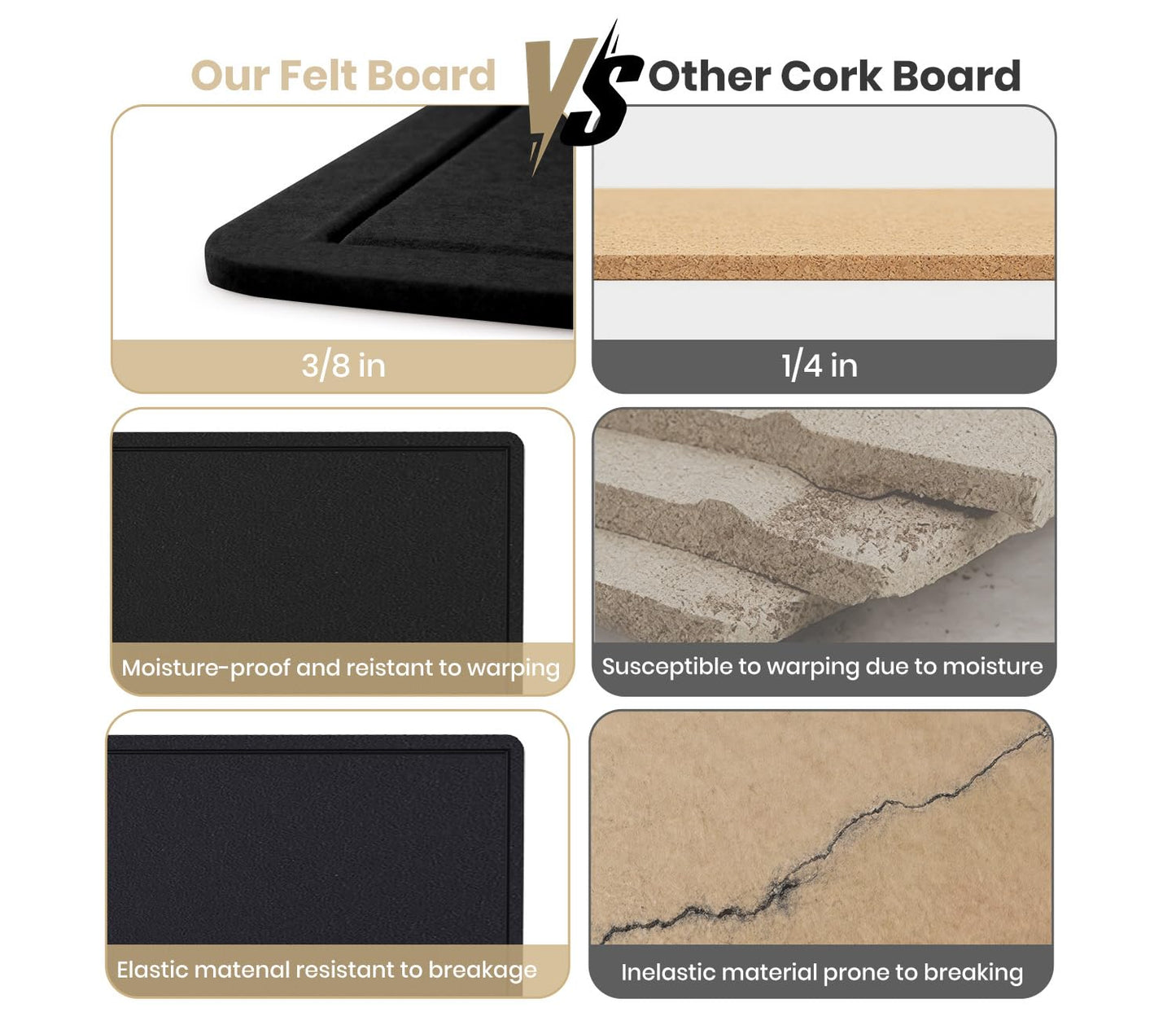 Extra Large Bulletin Board, 95 X 47 inches Cork Board with 30 Pushpin, 8' x 4' Felt Cork Board Notice Pin Board, Self-Adhesive Vision Board Mood Board Foldable Photo Board for Wall - Black