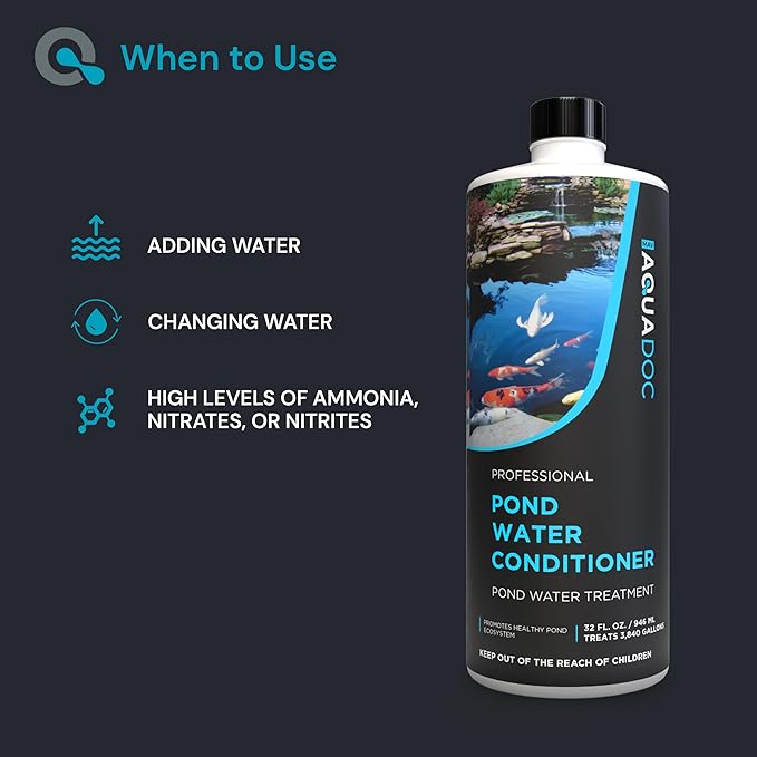 AquaDoc Fish Pond Water Conditioner - 32oz - Pond Dechlorinator for Outdoor Ponds - Made in USA