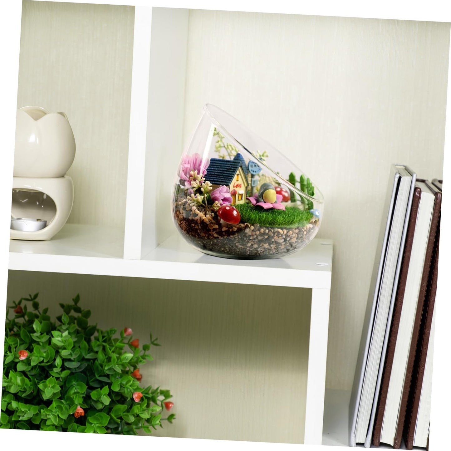Yardwe Glass Terrarium Bottle 4.72In Thickened Succulent Decor with Slant Cut Design for Indoor Outdoor Home Ecological Ornament and Micro Landscape Display