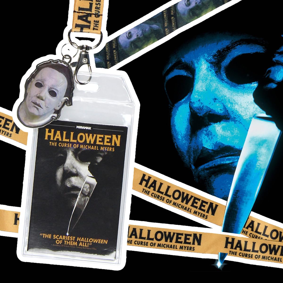 Halloween The Curse of Michael Myers Lanyard Clear ID Badge Holder w/ 2" Metal Pendant