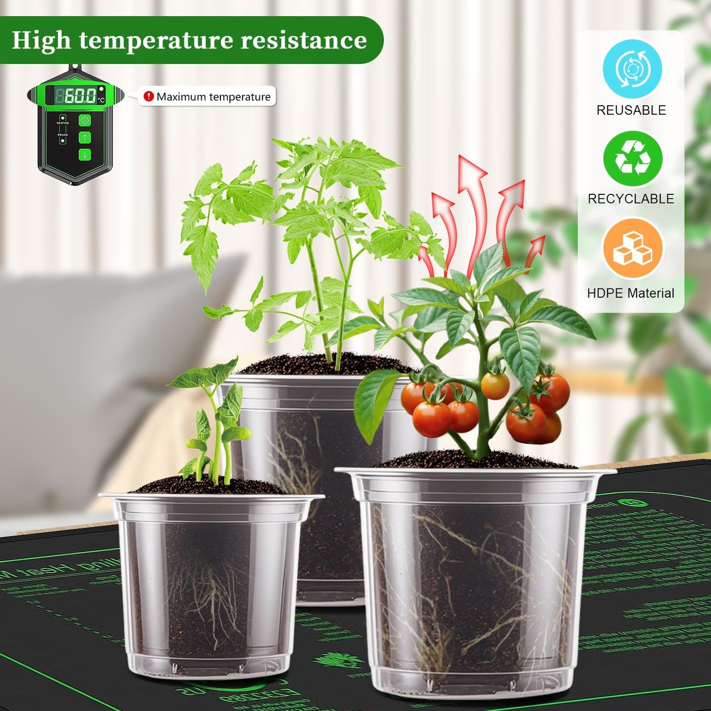 SupKing Clear Nursery Pots 6/5/4 Inch Plastic Seed Starter,12 Pack Plastic Pots for Plants with Drainage Holes for Transplanting Succulents Cuttings Come with 15 Seedlings Labels