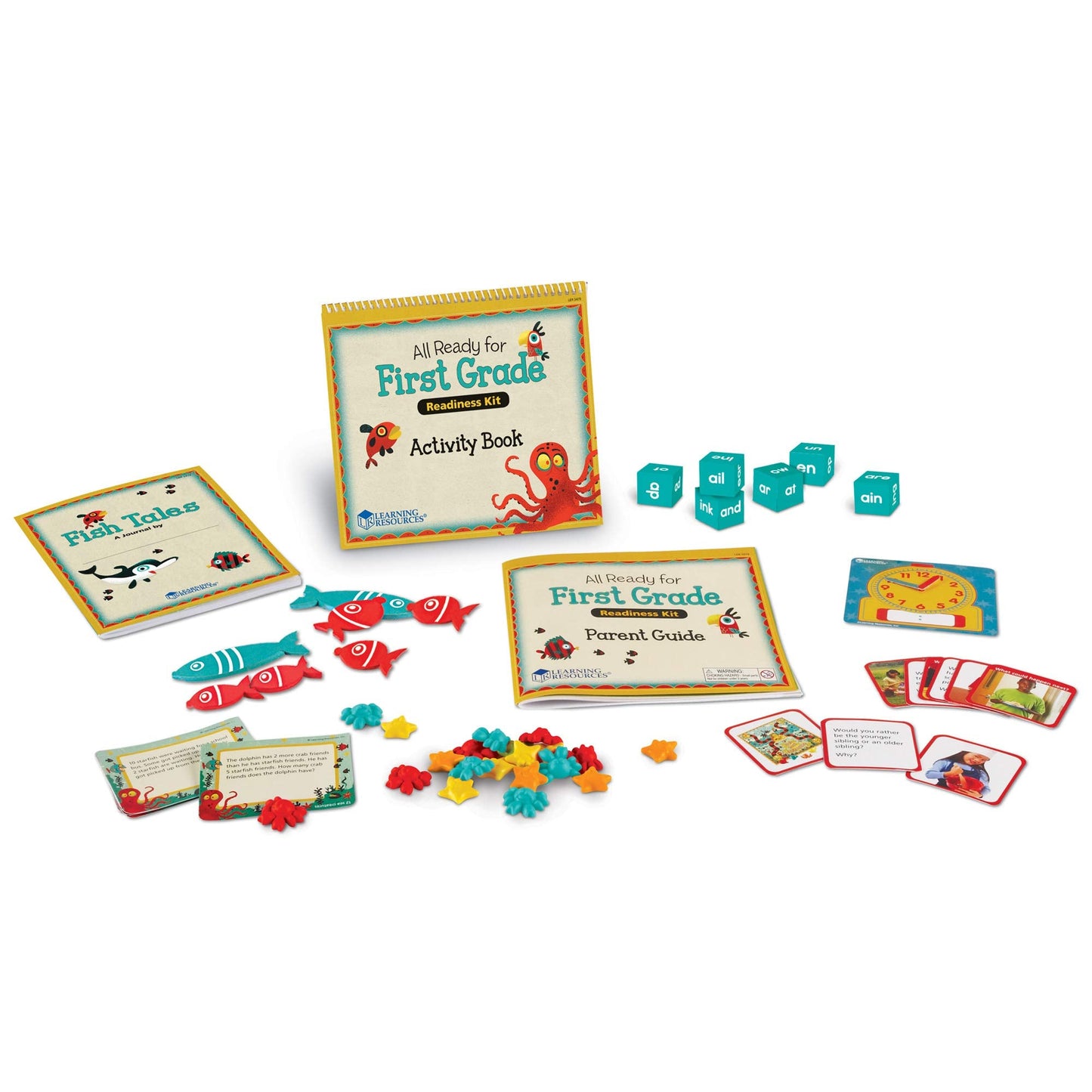 Learning Resources All Ready for First Grade Readiness Kit, Back to School Activities, School Preparation Toys, Homeschool, 32 Page Guide Included, Ages 5+