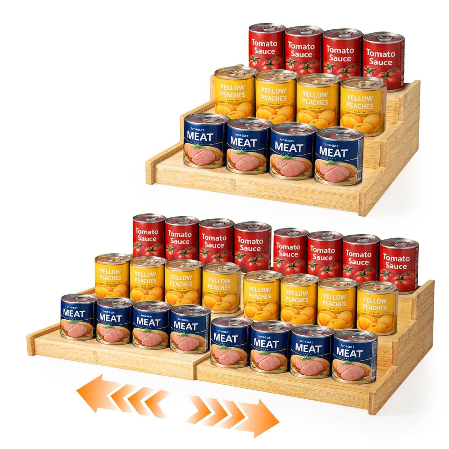 Nhohobiy 3-Tier Expandable Bamboo Mug Holder Shelf Rack For Countertop Coffee Cup Holder Display, Pantry Can Organizer for Cabinet, Coffee Bar Organizer for Kitchen