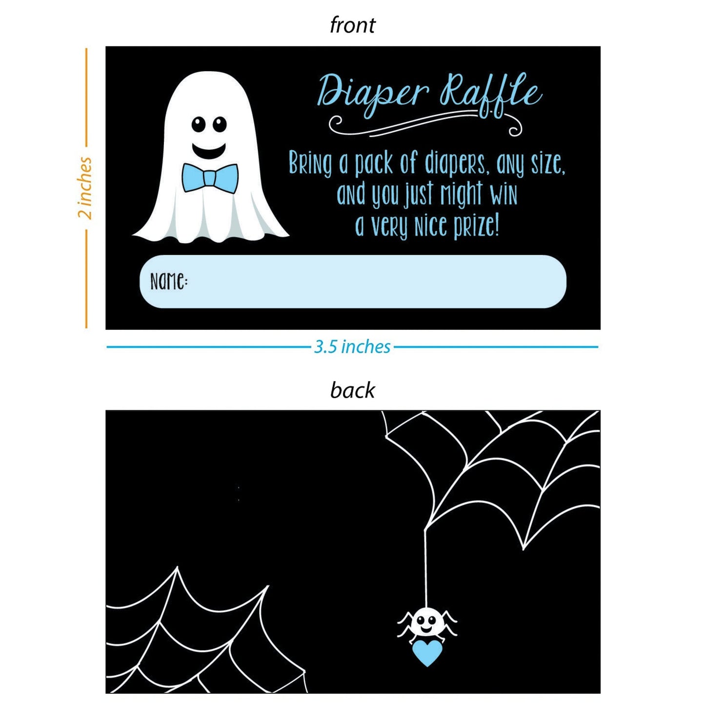25 Ghost Diaper Raffle Tickets for Halloween Little Boo Baby Showers - Blue
