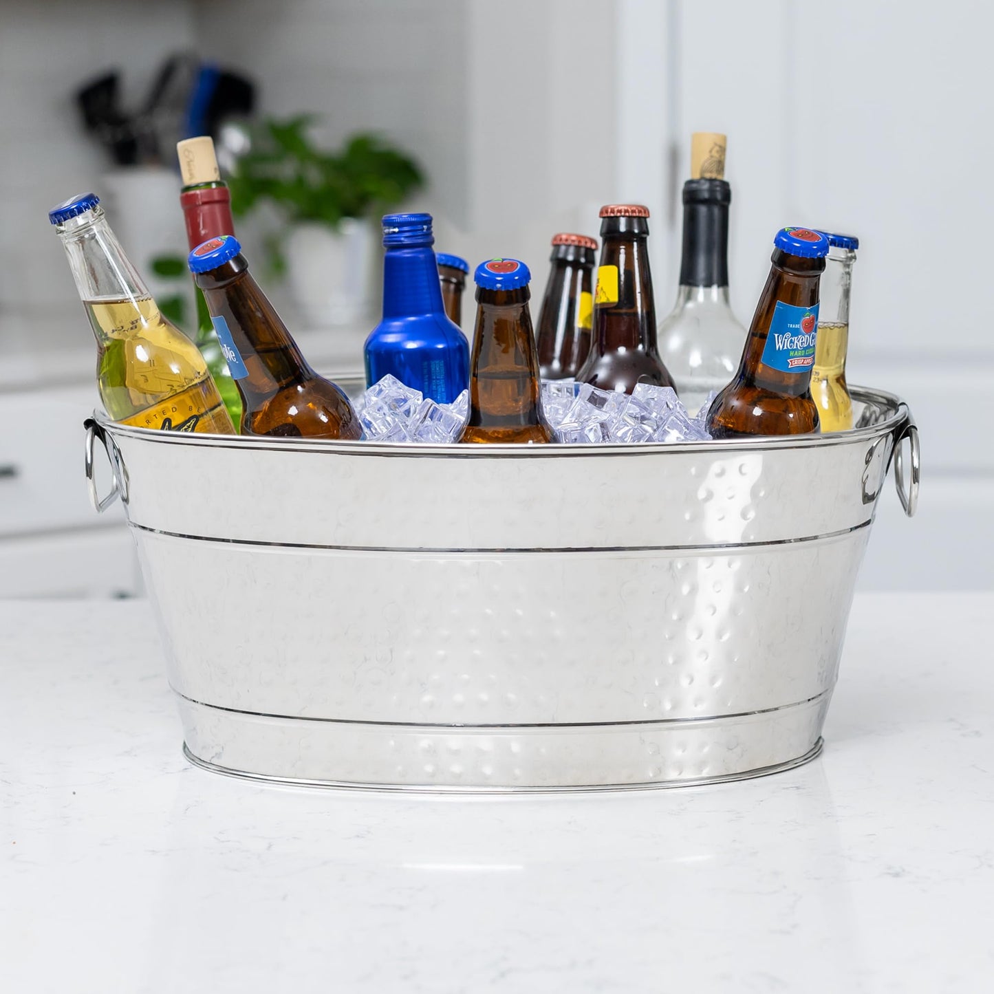 BREKX Stainless Steel Beverage Tub, 15 Quarts (4 Gallon), Rust-Proof, Oval, Multi-Use, Champagne Bucket for Mimosa Bar Supplies, Wine Cooler Bucket, Built for Years of Celebrations