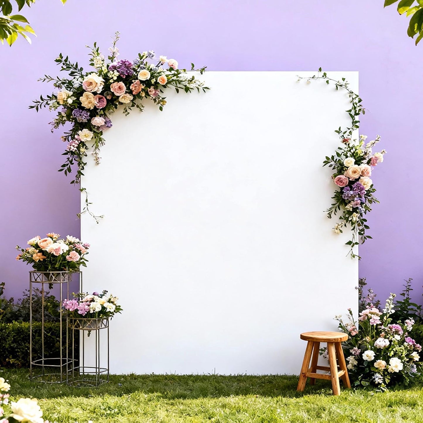 6.6FT x 6.6FT White Square Backdrop Cover for Party Decorations