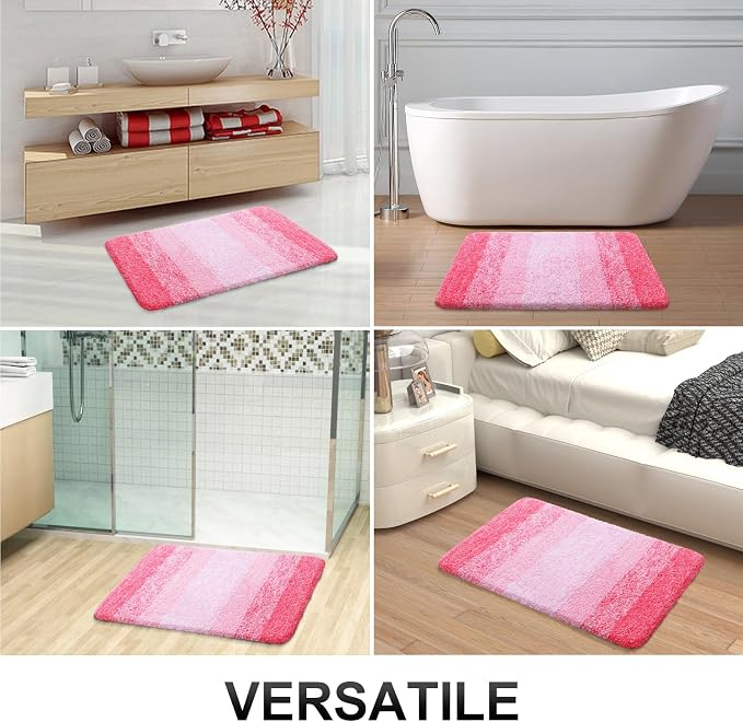 OLANLY Large Bathroom Rugs Mat 44x32, Extra Soft Absorbent Microfiber Bath Rugs, Rubber Backing, Quick Dry, Machine Washable Bath Mats for Bathroom Floor, Tub and Shower, Home Decor Accessories, Pink
