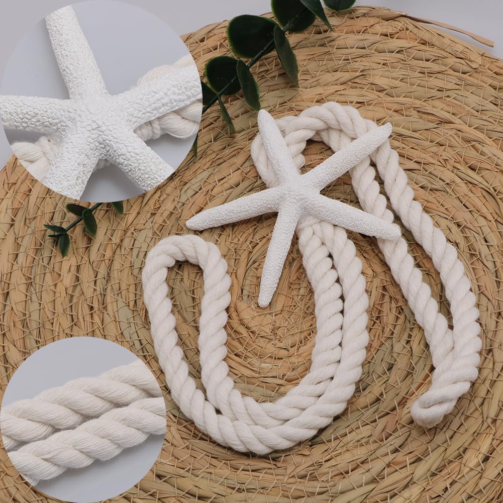 Starfish Curtain Tiebacks - Hand-Woven Rope Tiebacks for Indoor & Outdoor Decor, Perfect for Coastal Bedroom Curtains & Living Room Window Decor(4PCS)