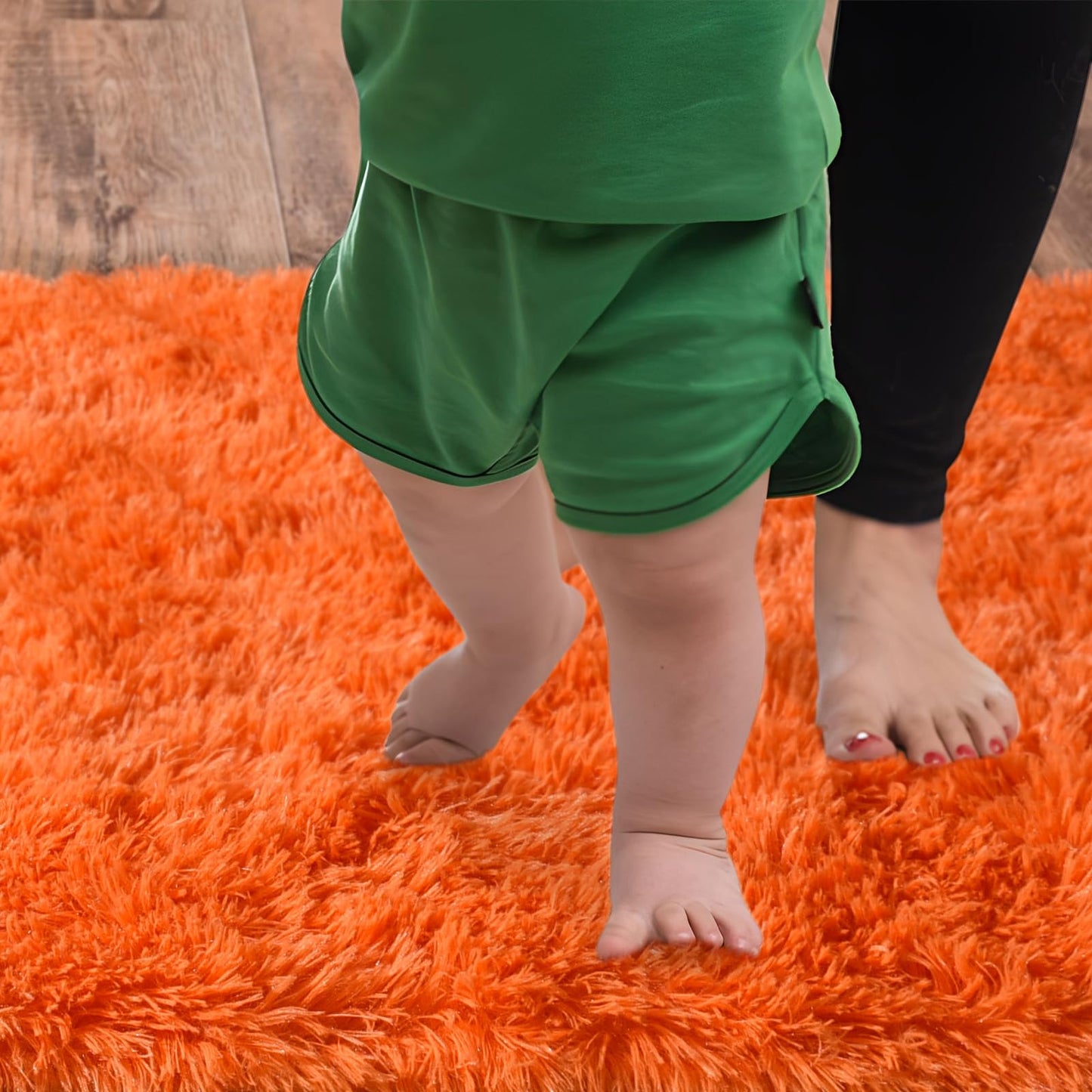 Ailyei Soft Runner Rugs for Bedroom Hallways, 2x3 Orange Fluffy Shag Throw Area Rug Non Slip for Bedside Dorm, Long Shaggy Furry Carpet for Nursery Living Room