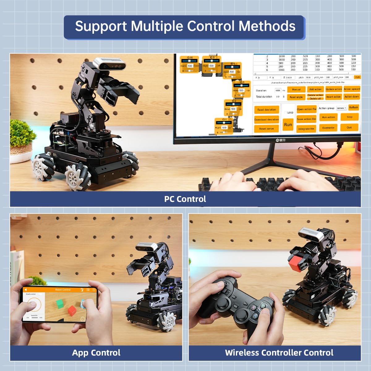 HIWONDER ROS2 Robot Car with ChatGPT Large AI Models, 6DOF Robotic Arm SLAM Mapping Navigation AI Vision Voice Control Scene Understanding ROS Education, LanderPi Starter Kit Without RaspberryPi