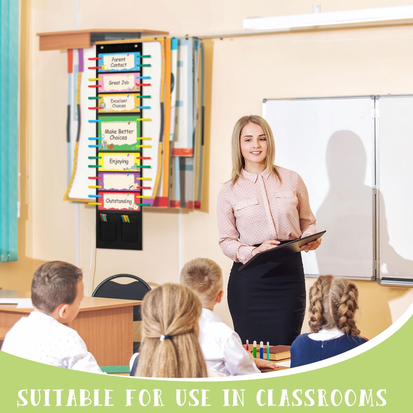 2 Sets Student Behavior Clip Chart for Classroom Management Track Reward Incentive Behavior Pocket Chart Bulletin Board Teacher Supplies Good for School Kindergarten