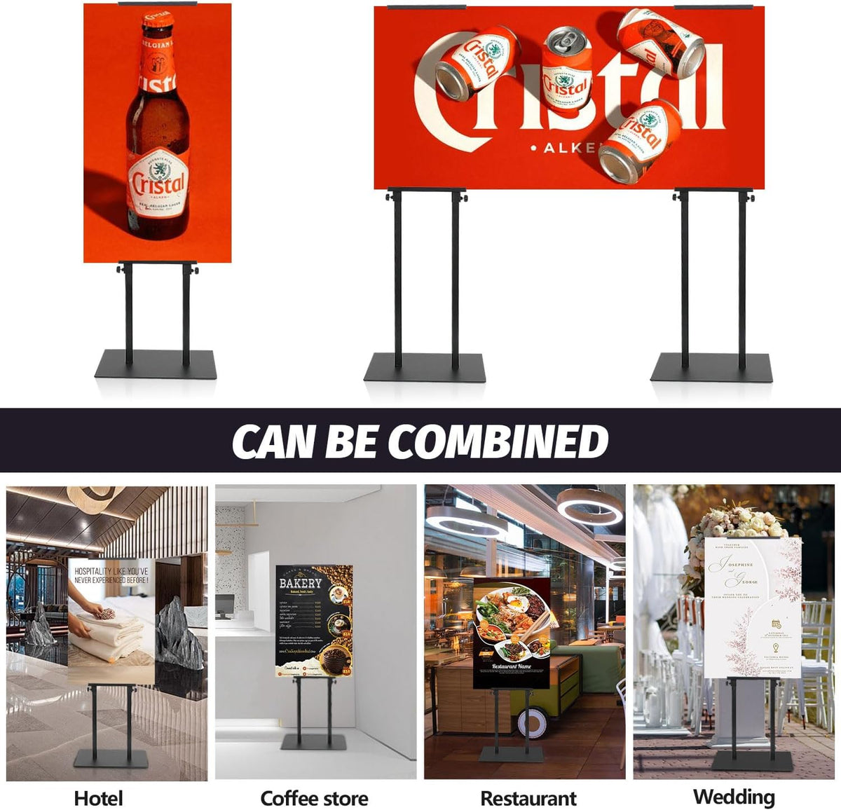 Poster Stands for Display, Poster Sign Holder Floor Stand with Heavy Duty Pedestal, Adjustable Height Sign Holder, Height Up to 80 inch, Double-Sided Signage with Non-Slip Mat (3 Pack)