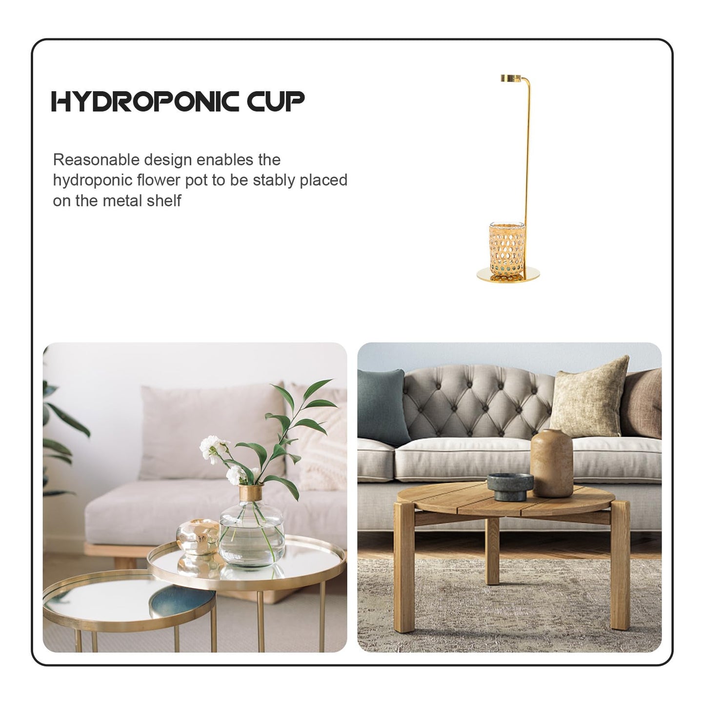 EXAOMBLE Hydroponic Vase with Glass Cup and Stand, Nordic Style Dried Flower Container Plant Terrarium for Home Decor,