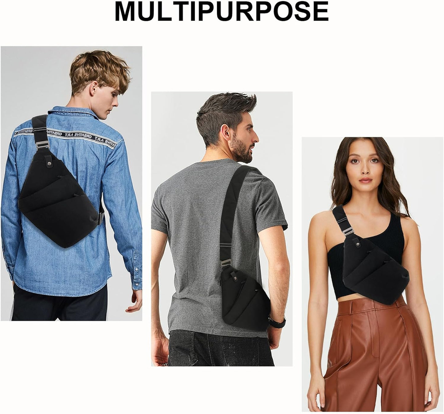 Anti Theft Crossbody Bags Sling Bag for Women Men Waterproof Wander Bag for Sports and Travel. (1.0Black, Small)