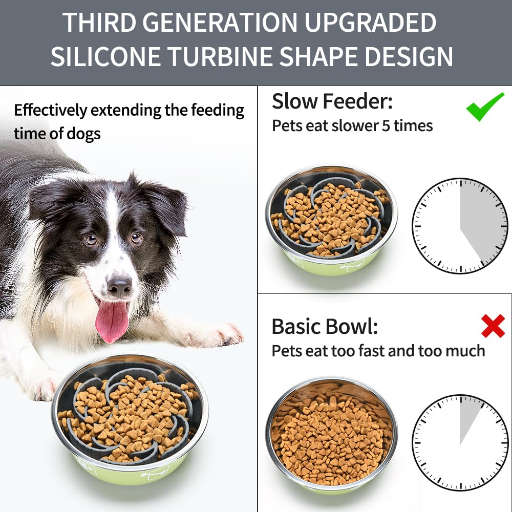 Slow Feeder Dog Bowls Insert,Third Generation upgradedSuper Firm Eating Bowl(Cuttable) for Large Breed and Medium Small Size Compatible with Regular Elevated Metal Glass Dog Bowl (Gray) (Grey)