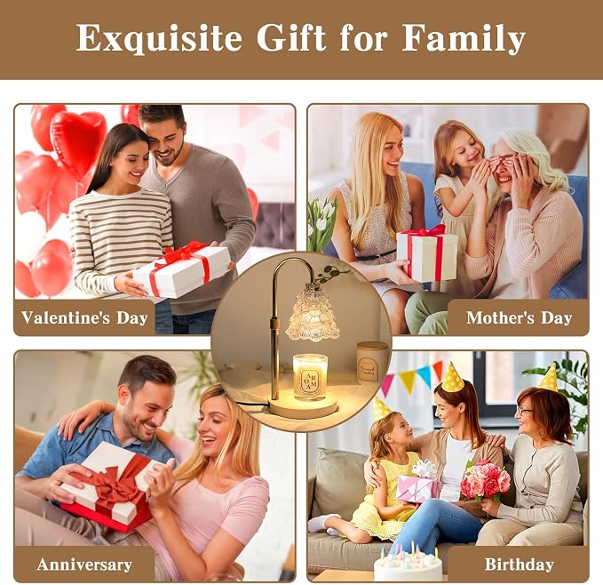 GEEZO Fragrance Candle Warmer Lamp,Electric Candle Warmer with Timer & Dimmer,Mom Christmas Birthday Gifts for Women, House Warming Gifts New Home Bedroom Decor