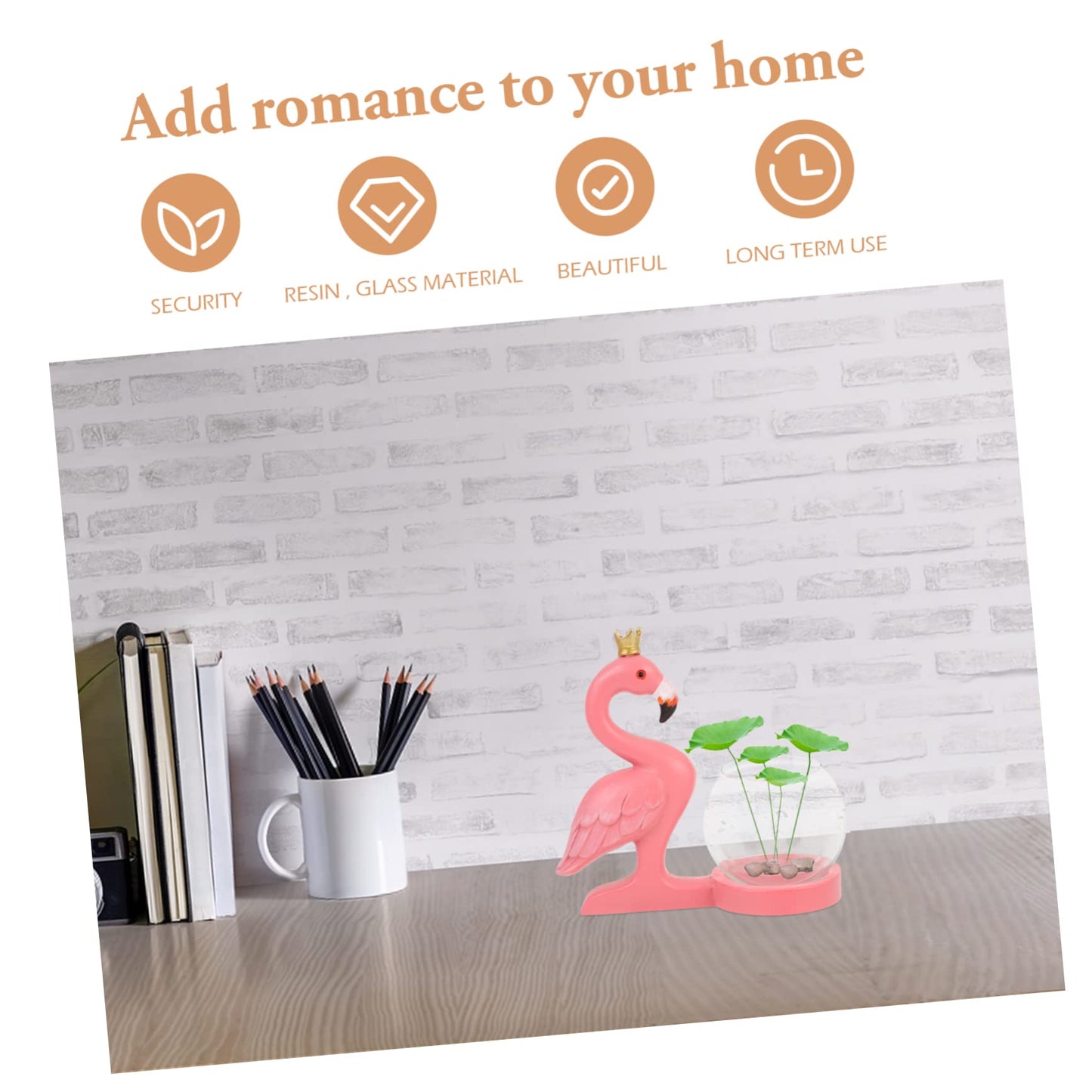 Healifty Creative Flamingo Statue Hydroponic Vase for Desktop Plant Terrarium Glass Centerpiece Vase for Home Office Decoration Elegant Shelf and Bedside Display