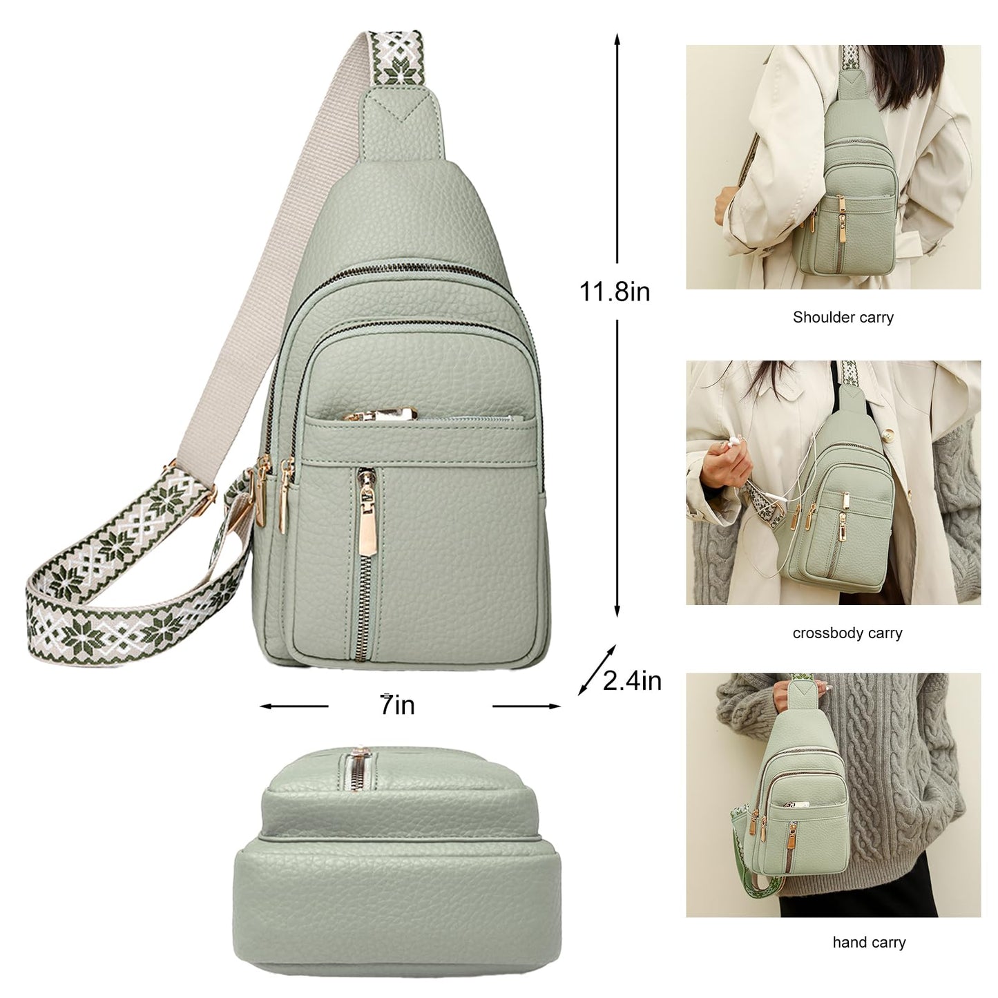 LYYCLFQ Leather Sling Bag for Women,Travel Small Sling Bag Crossbody Bags for Women-Vegan Leather Fanny Pack Crossbody Bags