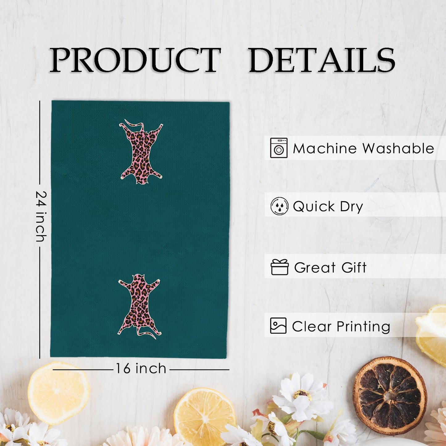 KFXHANGD Preppy Cheetah Kitchen Towels and Dishcloths Set of 4, Trendy Cheetah Bathroom Decor, Funky Leopard Dish Towels, Pink Leopard Decorative Hand Tea Towel for Bathroom Kitchen, 16x24 Inches