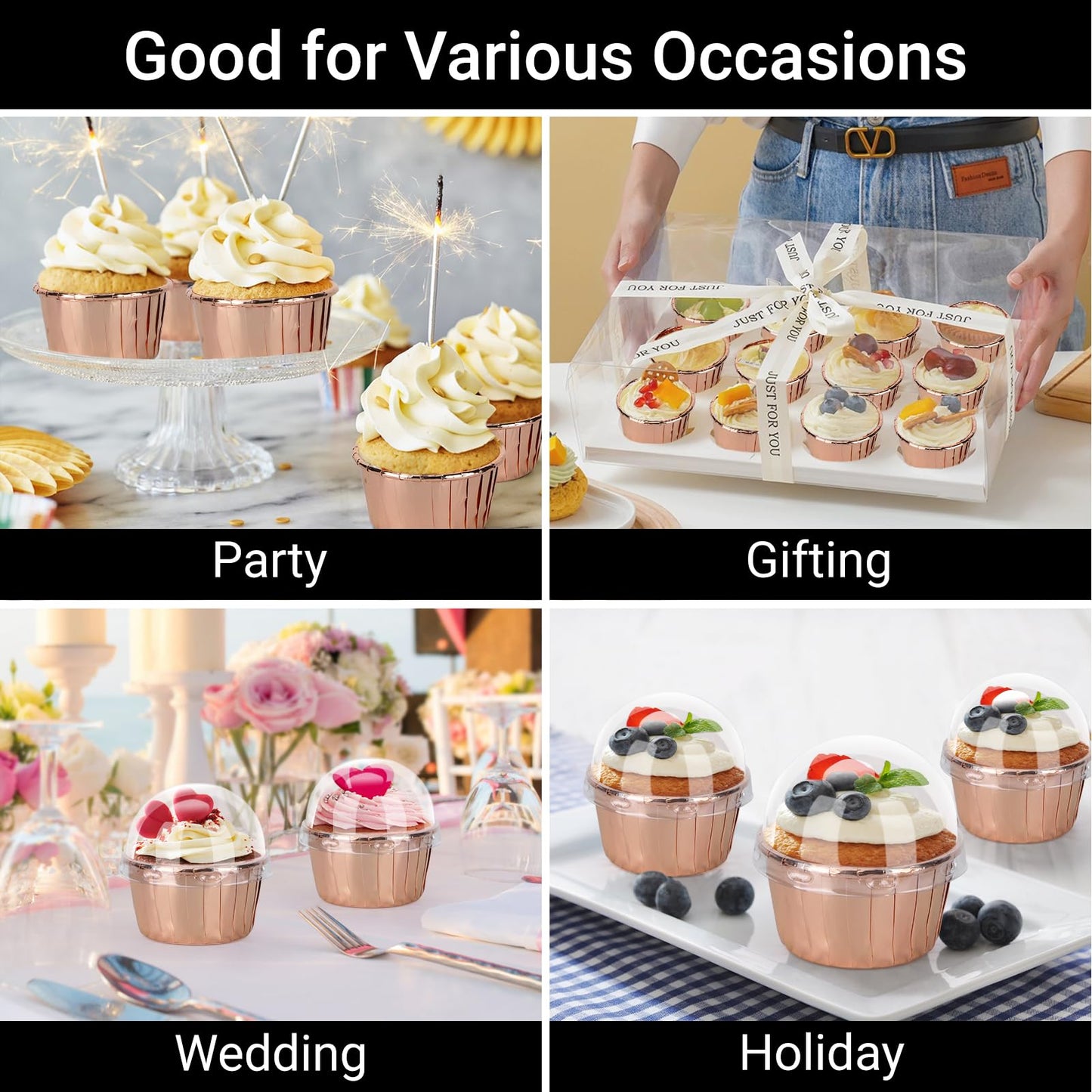 EUSOAR Foil Ramekins Disposable, 3.5oz 100pcs Mini Muffin Liners and 60Packs 5oz Baking Cups, Brownie Desserts Muffin Liners Cupcakes Ramekins Tin Holders Containers