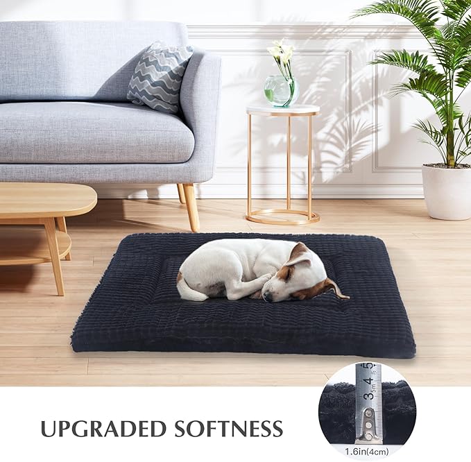 BVAGSS Reversible Dog Crate Pad, Memory Foam Pet Bed Mat, Soft Warm Machine Washable Sleeping Kennel Mattress for Small Medium Dogs XH079 (24''x18''x1.6'',Dark Grey)