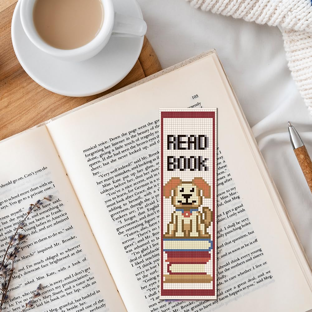 FREEBLOSS 22 * 8cm 6 Set Cross Stitch Bookmark Kits Books Cross Stitch Patterns DIY Bookmarks Cross Stitch Kits Stamped Embroidery Bookmarks Kit Counted Cross Stitch Kits for Beginners