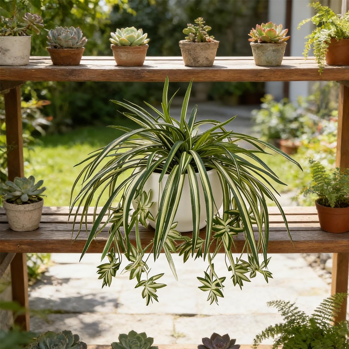 Sousi Artificial Spider Plant Silk Faux Chlorophytum Comosum Greenery Fake Spider Hanging Plant Decor for Outdoor Indoor Home Garden Office Summer Decoreation 3Pcs(23.62'')