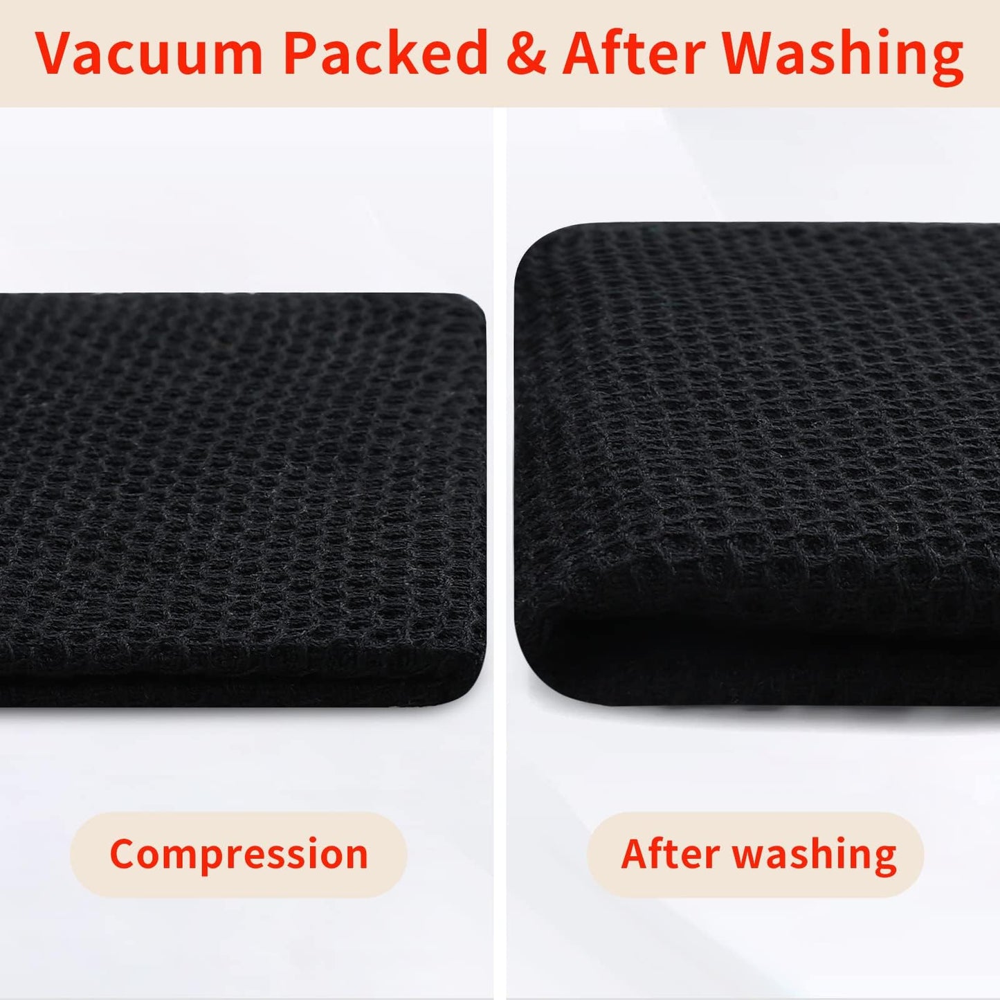 Homaxy 100% Cotton Waffle Weave Kitchen Towels, 3-Pack Ultra Soft Absorbent Dish Towels, Quick Drying Cleaning Towels, 13 x 28 Inches, Black