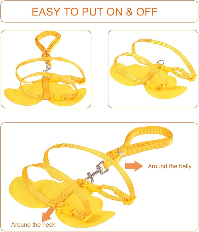 KAMA BRIDAL Duck Walking Harness and Leash Chicken Duck Outdoor Training Rope Adjustable Rope for Pet Poultry Hen Cock (M, Yellow)