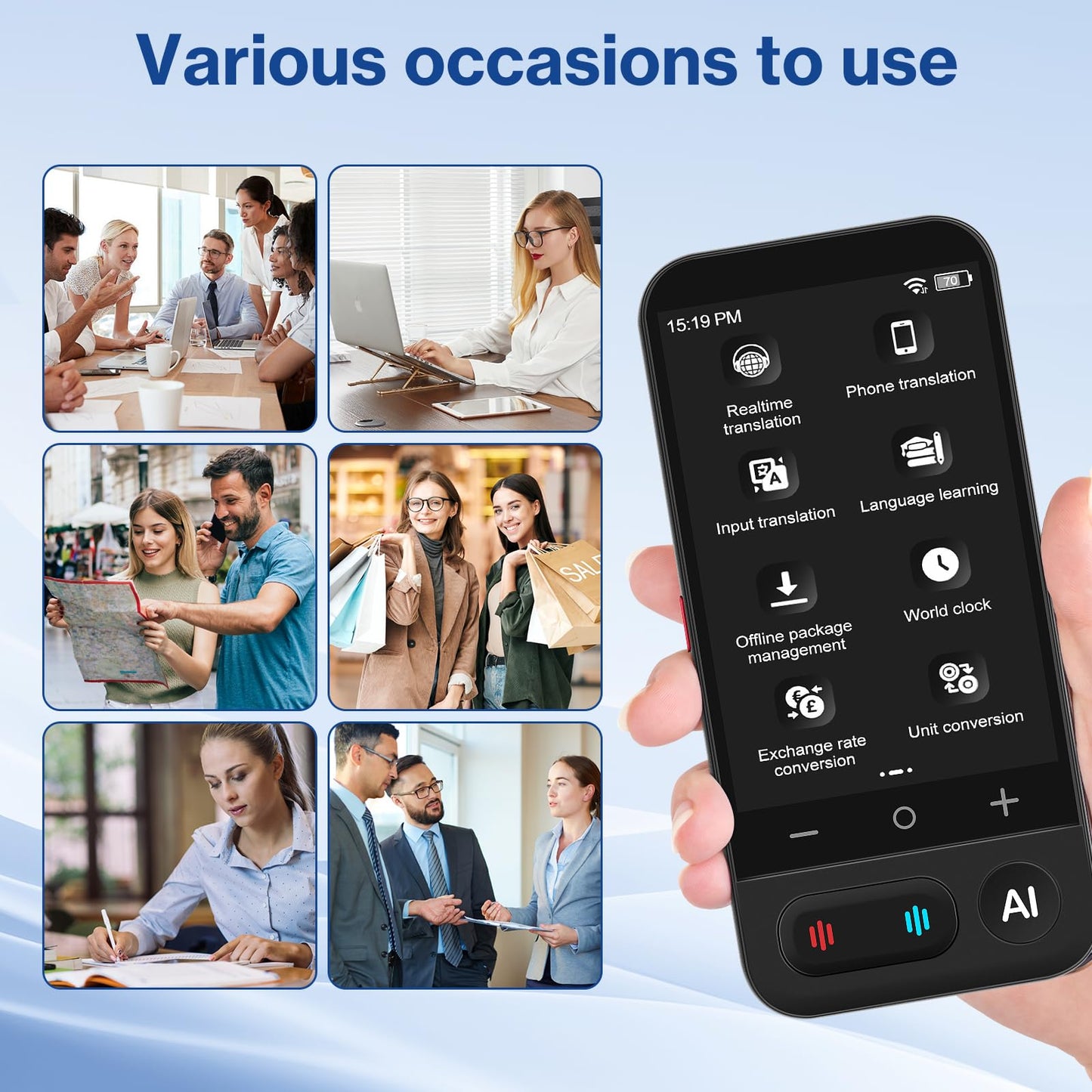 FancyDove Language Translator Device, Instant Two Way Voice Translator, 149 Languages Translator & AI Assistant Device, for Business Learning Travel