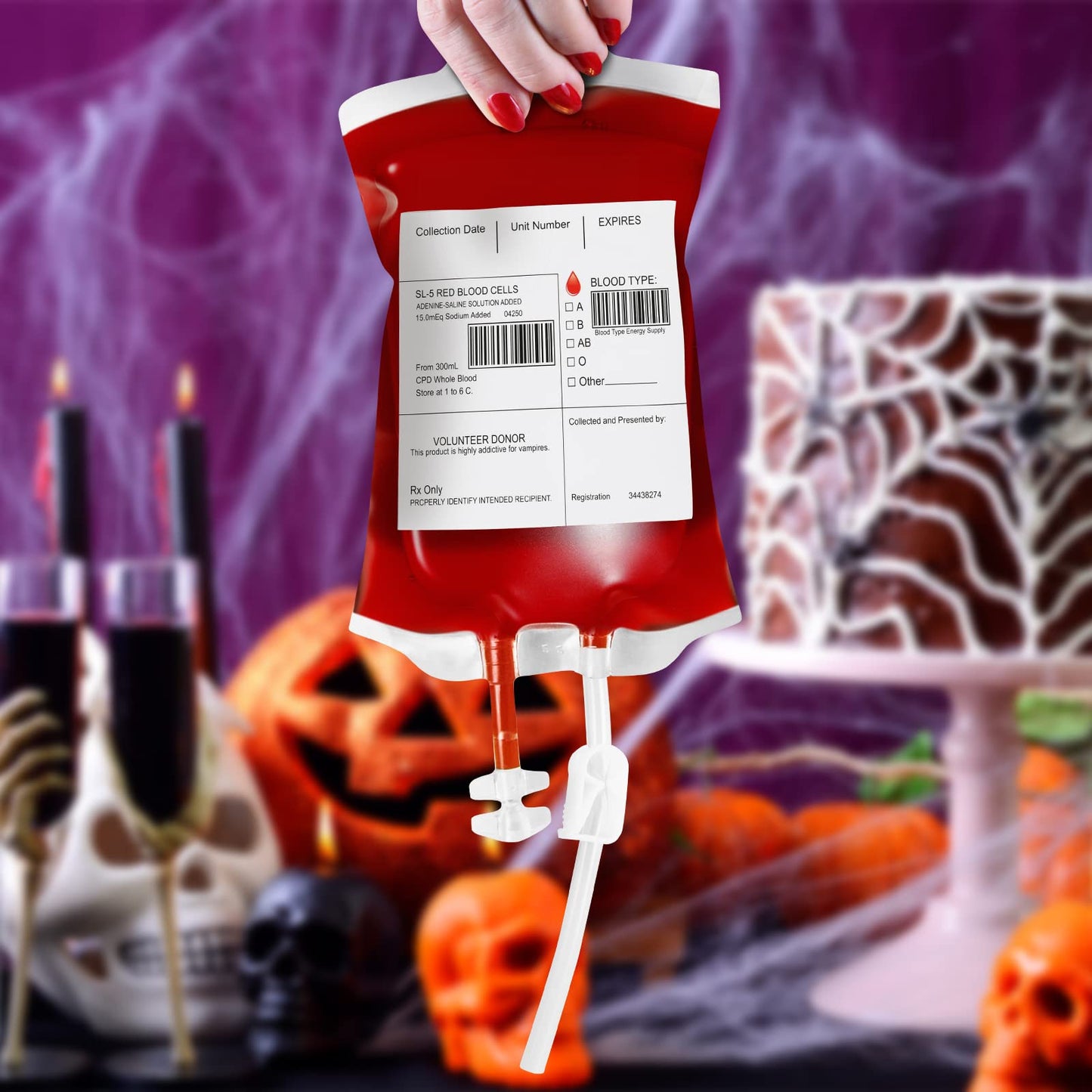80 Packs Halloween Blood IV Bags for Drinks Reusable Energy Container Juice Pouch Prop for Halloween Zombie Nurse Hospital Theme Party Decoration, Vampire Party Props (80pcs Bag/Label, 5 Syringes)