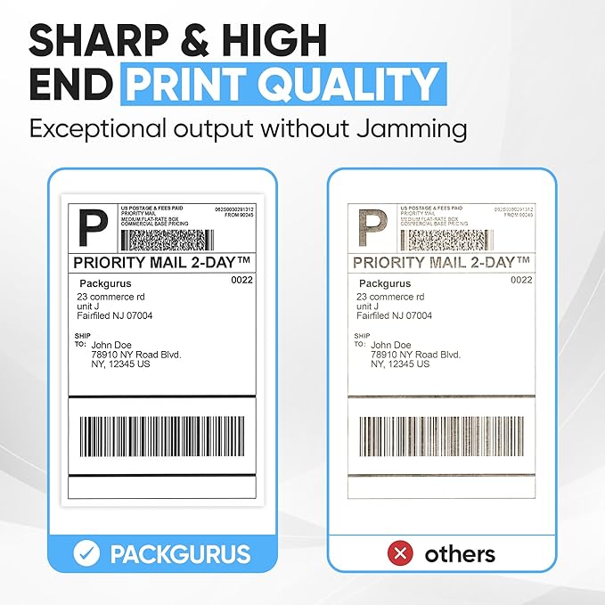 PackGurus 4"x6" Fanfold Direct Thermal Labels Commercial Grade with Perforated line for Thermal Printers, Compatible with Zebra & Rollo Printer (2 Stacks - 4000 Labels)