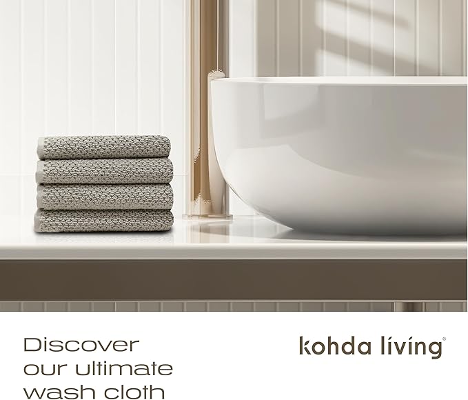 Luxury Silver-Infused Beige Washcloths 4-Pack, 12.9"x12.9"
