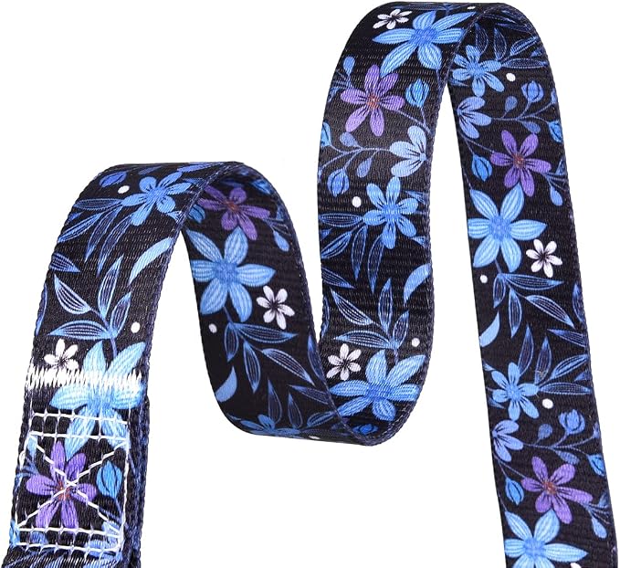 Mihqy Dog Collar with Bohemia Floral Tribal Geometric Patterns - Soft Ethnic Style Collar Adjustable for Small Medium Large Dogs(Floral Blue,M)