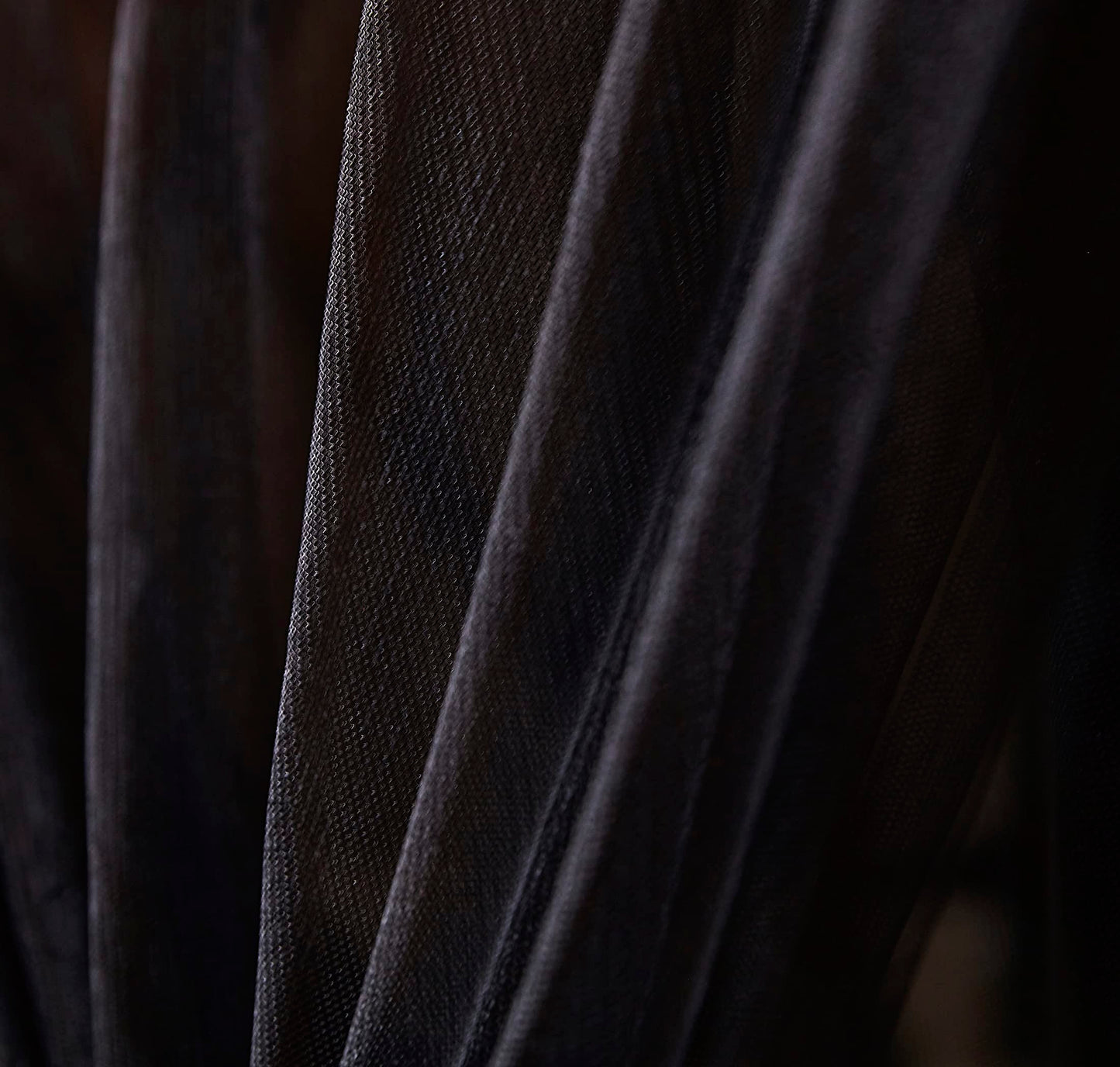 Mengersi Canopy Bed Curtains with Lights,Elegant Bed Canopy Curtains Bed Netting for Full Queen King Size Bed,Halloween Decoration,Gothic Black Room Decor Aesthetic