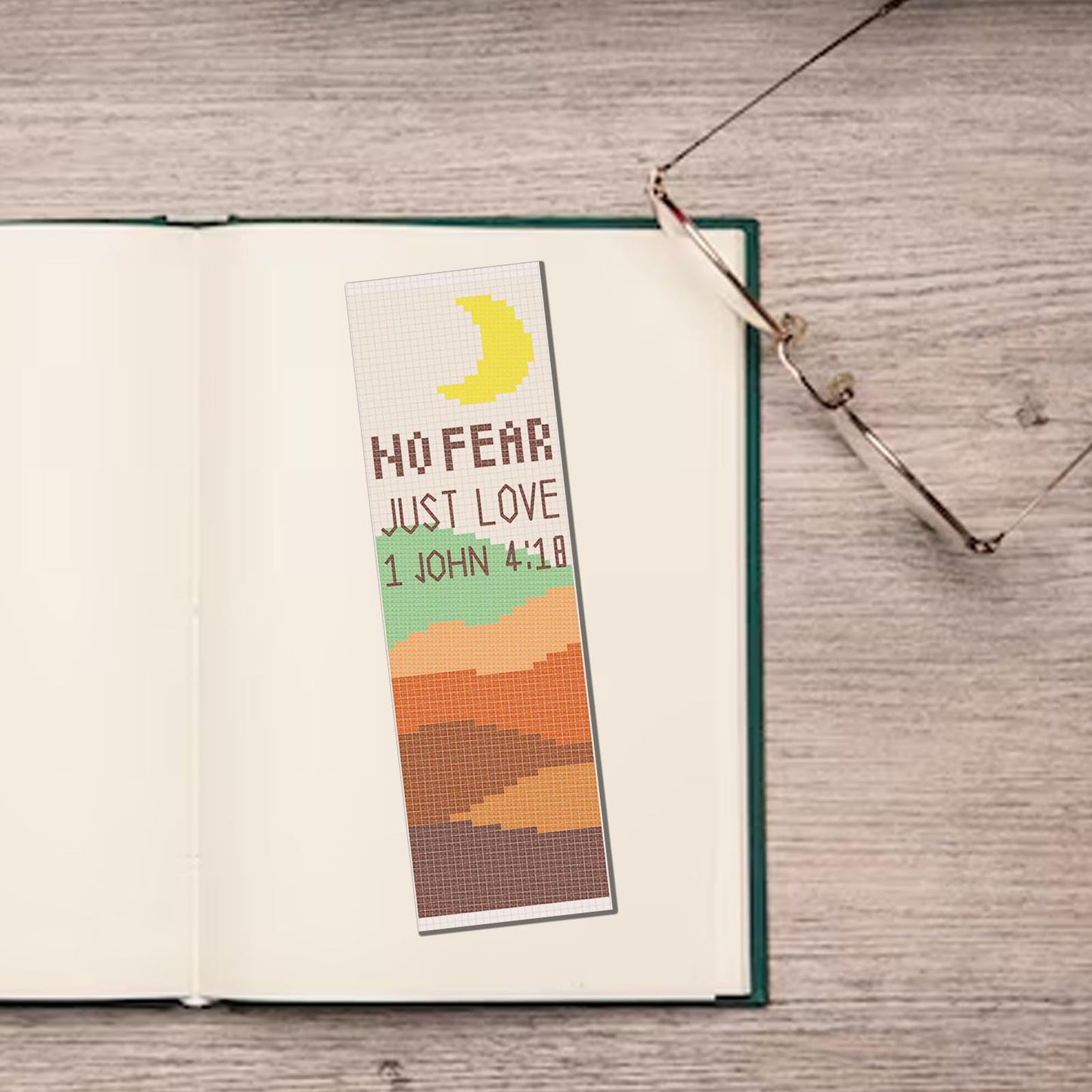 FREEBLOSS 11CT 6 Set Cross Stitch Bookmark Kit Landscape Stamped Embroidery Bookmark Kit with Instructions 6 Back Felt Bookmarks Making Set for Adults Book Lovers, 8"x2.4"