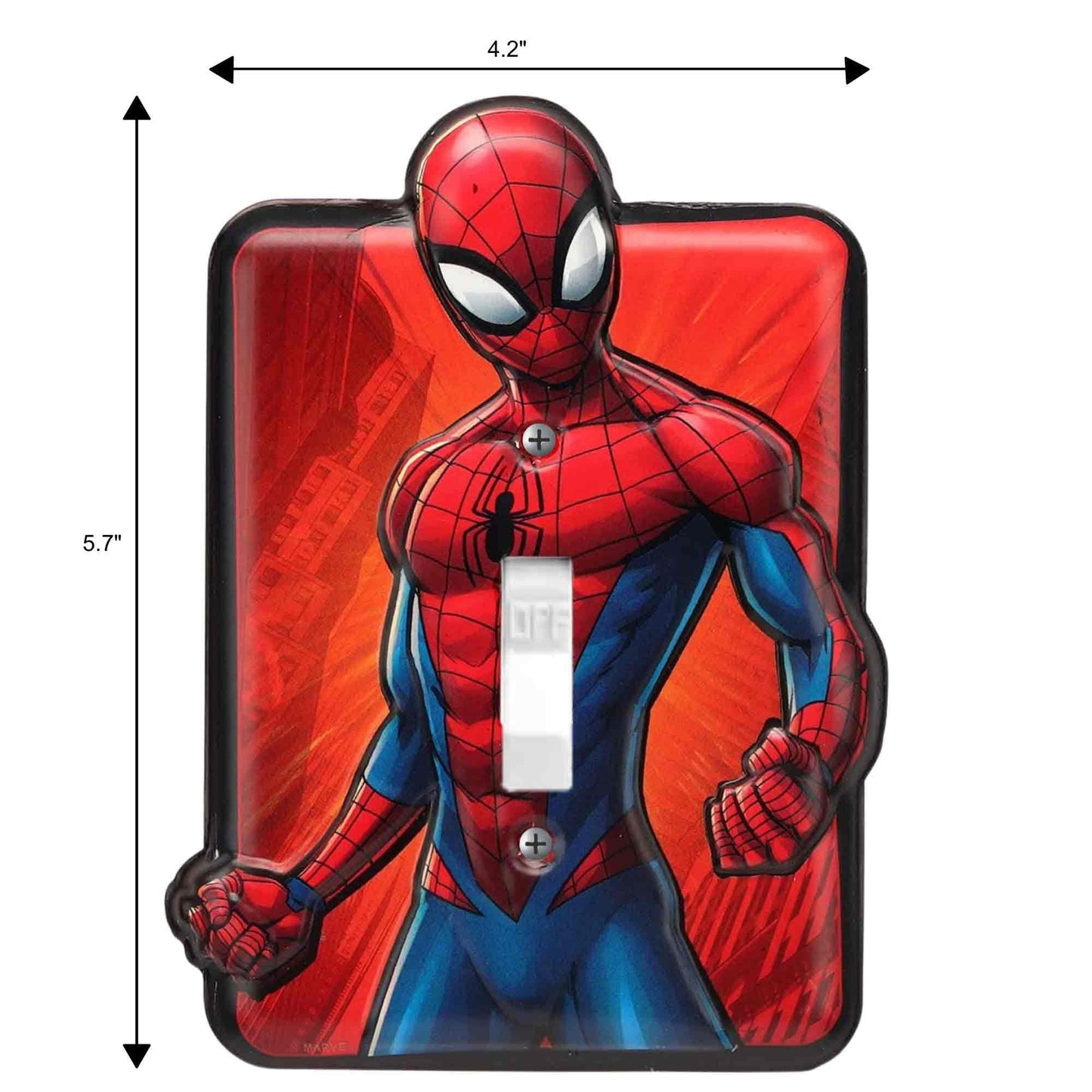 Open Road Brands Marvel Spider-Man Embossed Metal Light Switch Plate Decoration for Bedroom or Man Cave