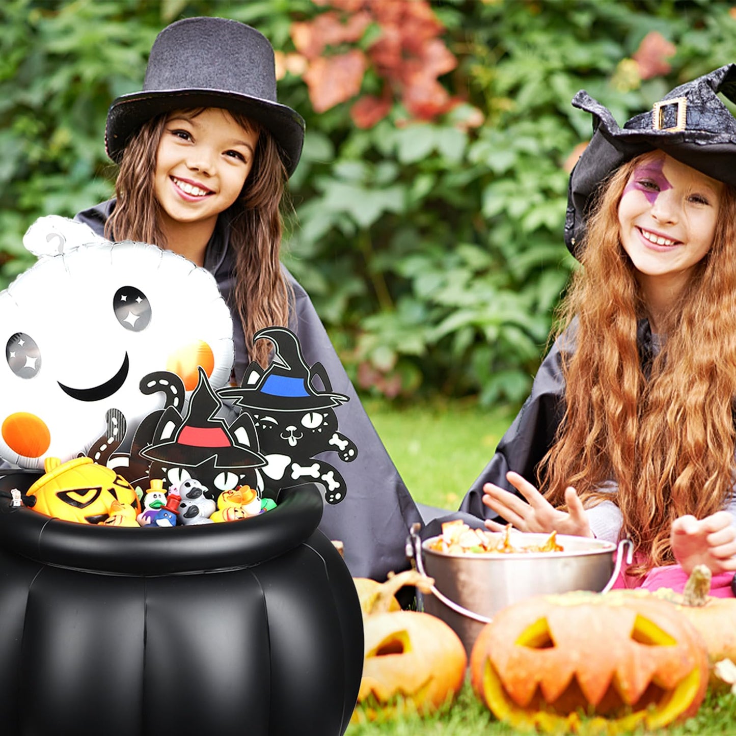 TOYMIS Halloween Inflatable Cooler, 22x18 Inch Witch Cauldron Kettle Large Halloween Cooler for Drinks Giant Black Inflatable Ice Bucket for Halloween Parties Travel