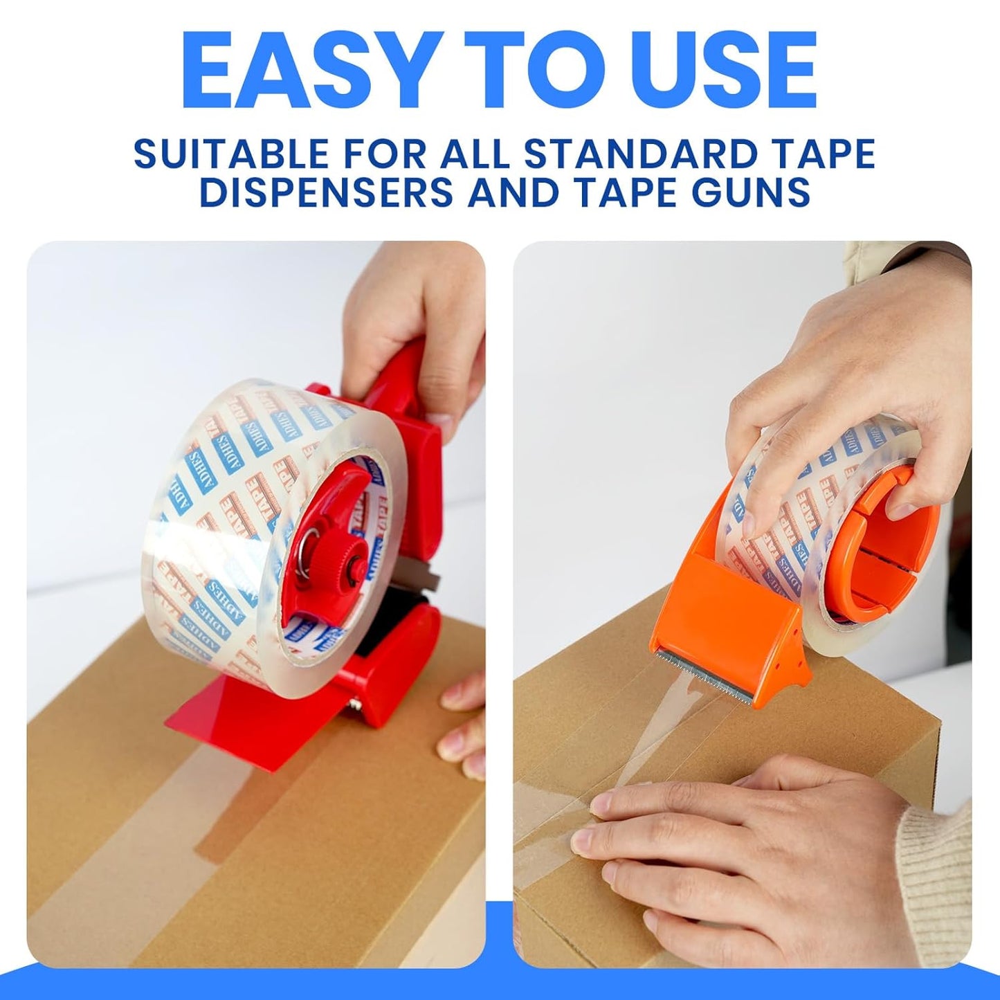 ADHES Packing Tape Shipping Tape Packaging Tape for Moving Boxes Heavy Duty Clear, 55M Per Roll 1.88 Inch Width,2.7Mil