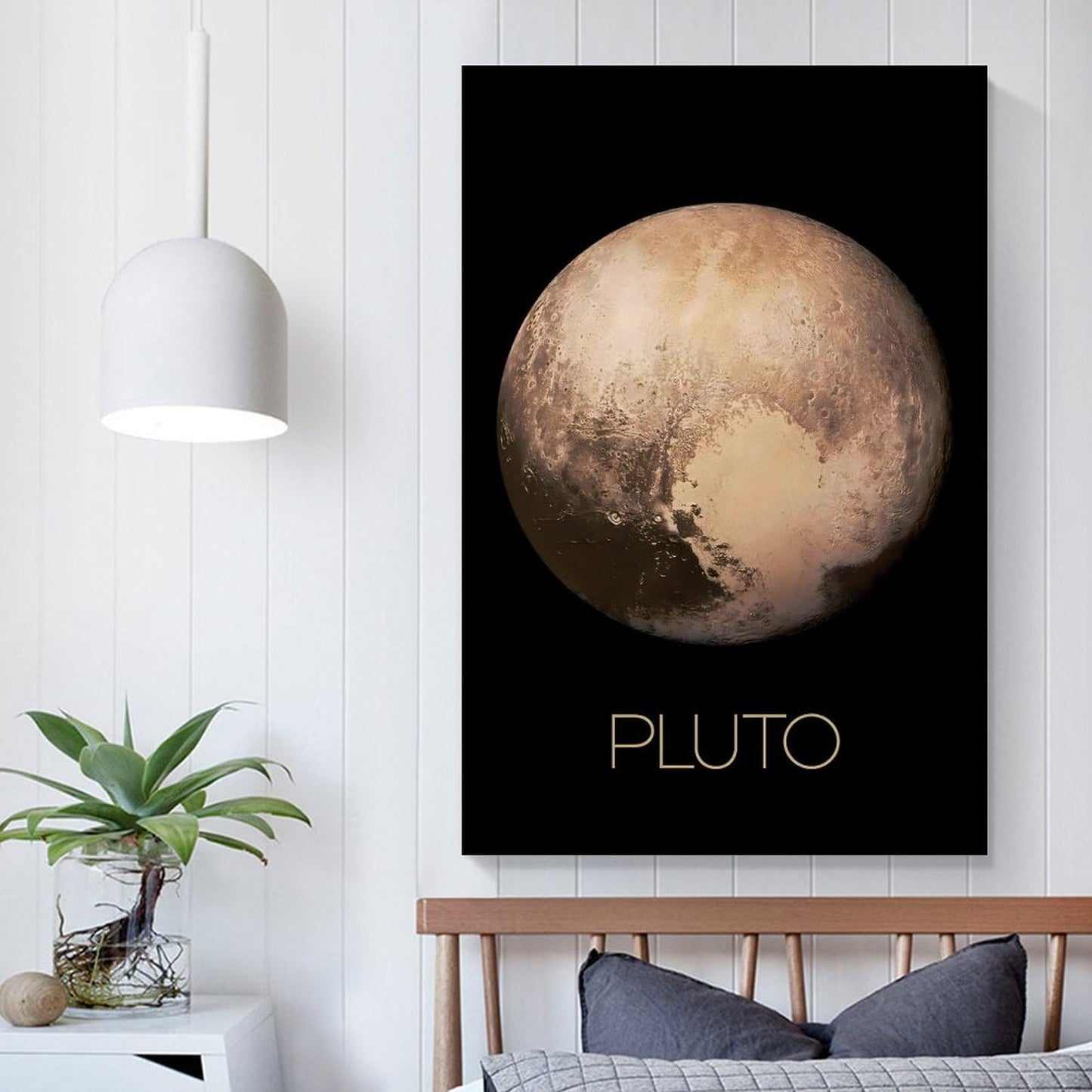 XIAOLOUTINYU Solar System Canvas Wall Art - Pluto Planet Space Poster for Kids Room Bedroom Classroom, STEM Educational Astronomy Decor, Science Gift for Boys Girls Teens, 12x18 Inch Unframed