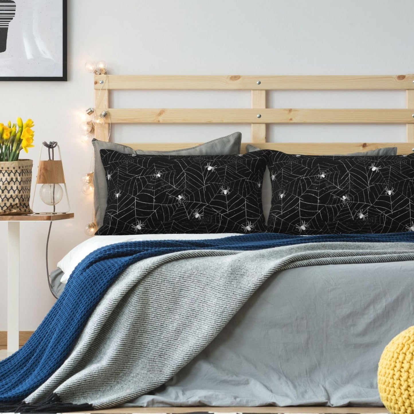 VIREOTHIA Halloween Spiderwebs Lumbar Pillow Covers 12x20 Set of 2 Black and White Decorative Throw Pillow Cover Spider Webs Rectangle Pillowcases Cushion Covers for Couch Bed Sofa Decor