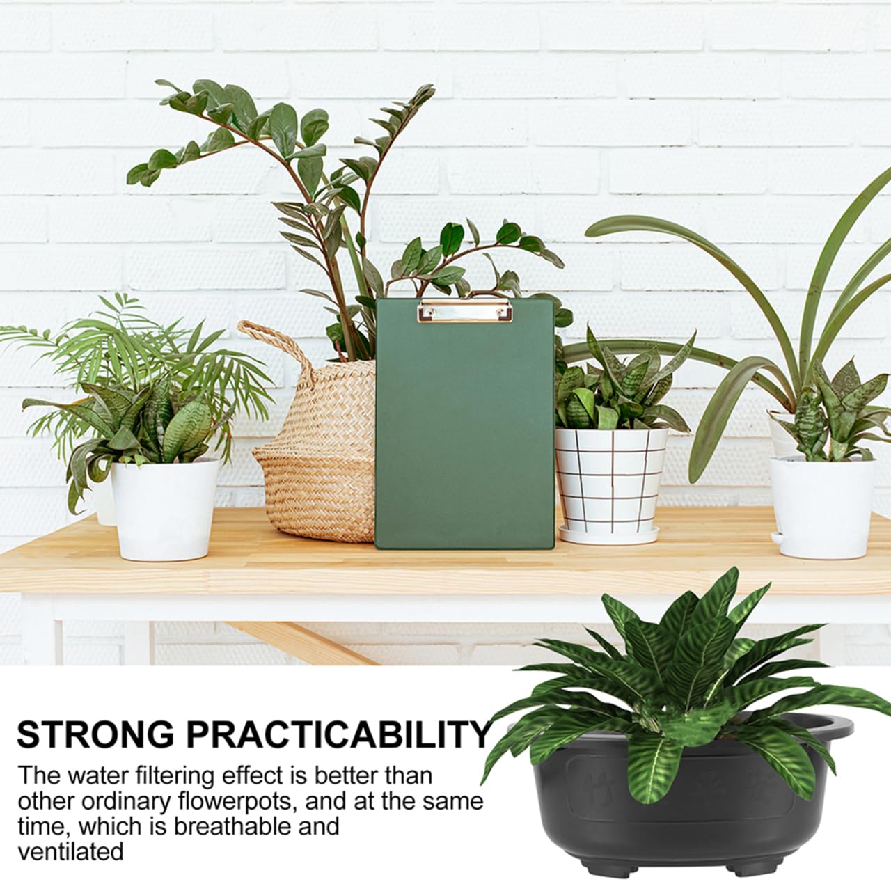 DOITOOL 2Pcs Bonsai Training Pot 17 inch Plastic Flower Pot Bonsai Pot with Drainage Hole, Oval Bonsai Planter Pot Plants Growing Pots for Nursery, Garden, Balcony, Black